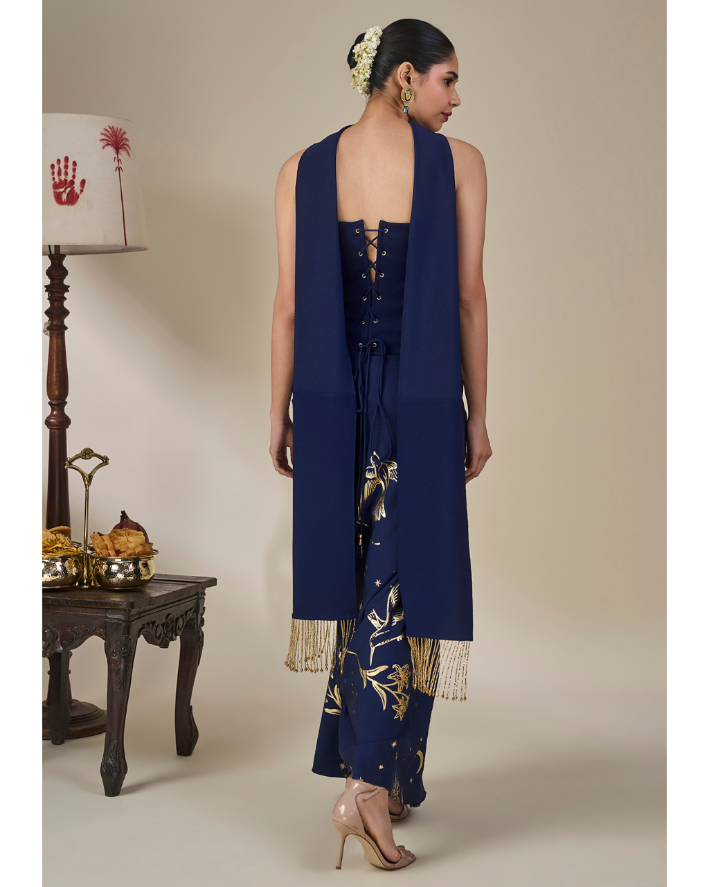 Blue Cosmic Birdsong Corset Set
