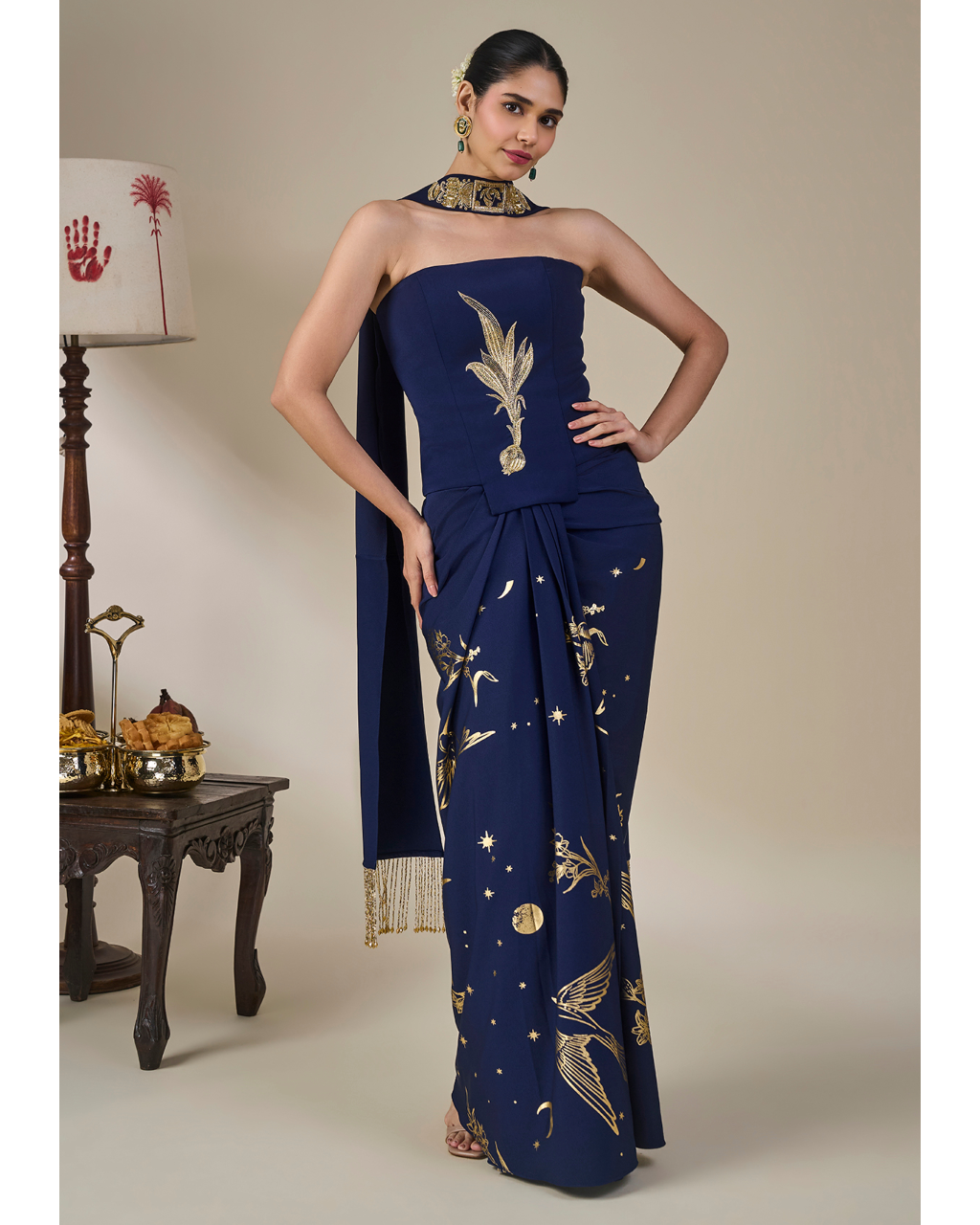 Blue Cosmic Birdsong Corset Set