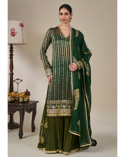 Green Kera Palm Anarkali Set