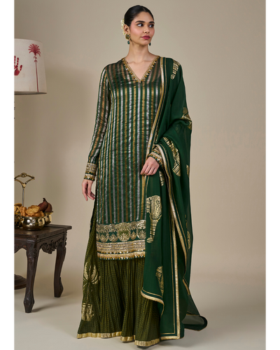 Green Kera Palm Anarkali Set