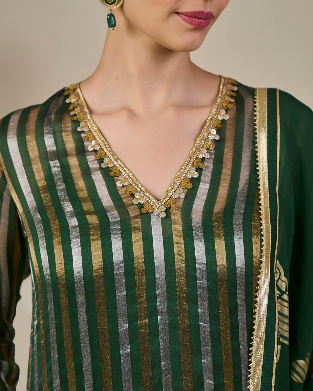 Green Kera Palm Anarkali Set