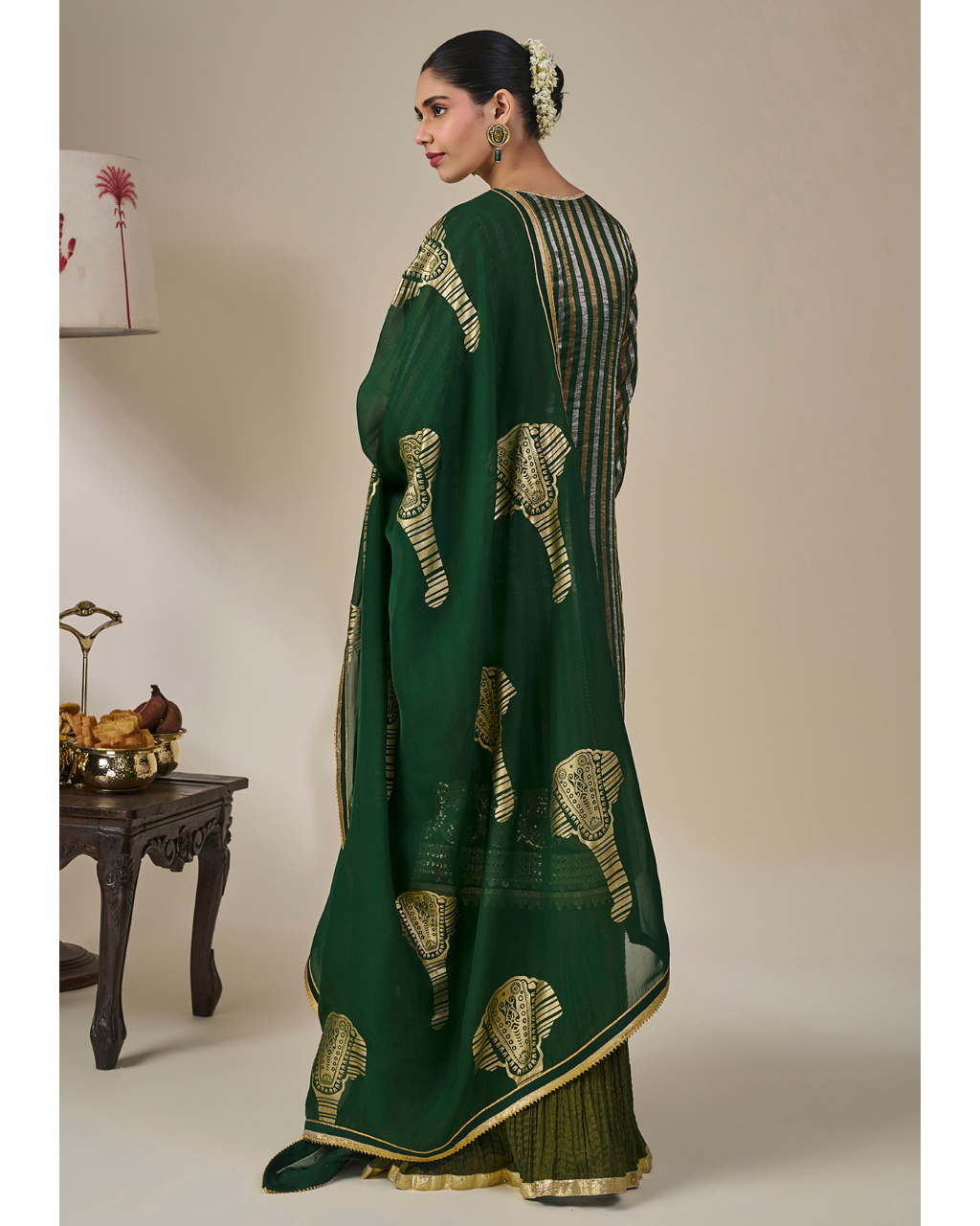 Green Kera Palm Anarkali Set
