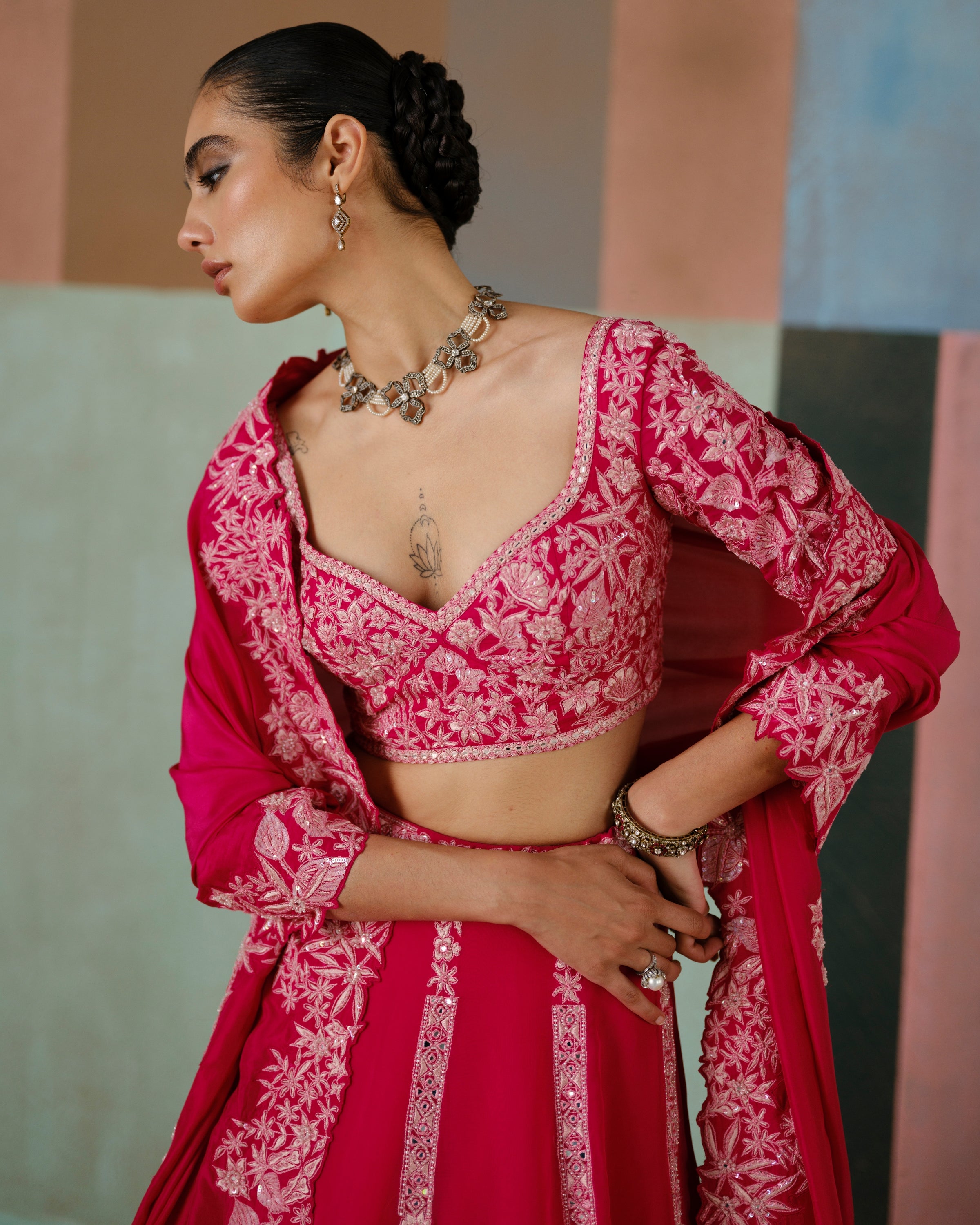Fuchsia Valerie Lehenga Set