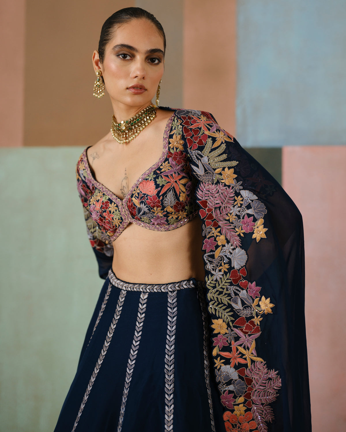 Navy Blue Ruhani Lehenga Set