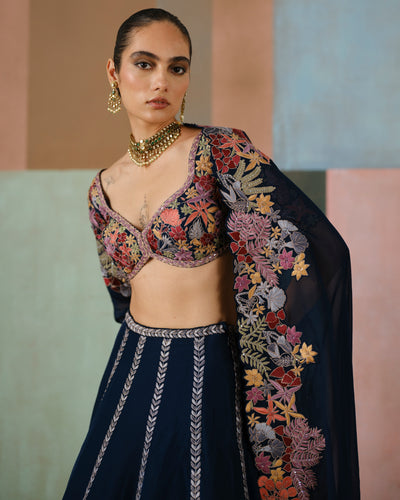 Navy Blue Ruhani Lehenga Set