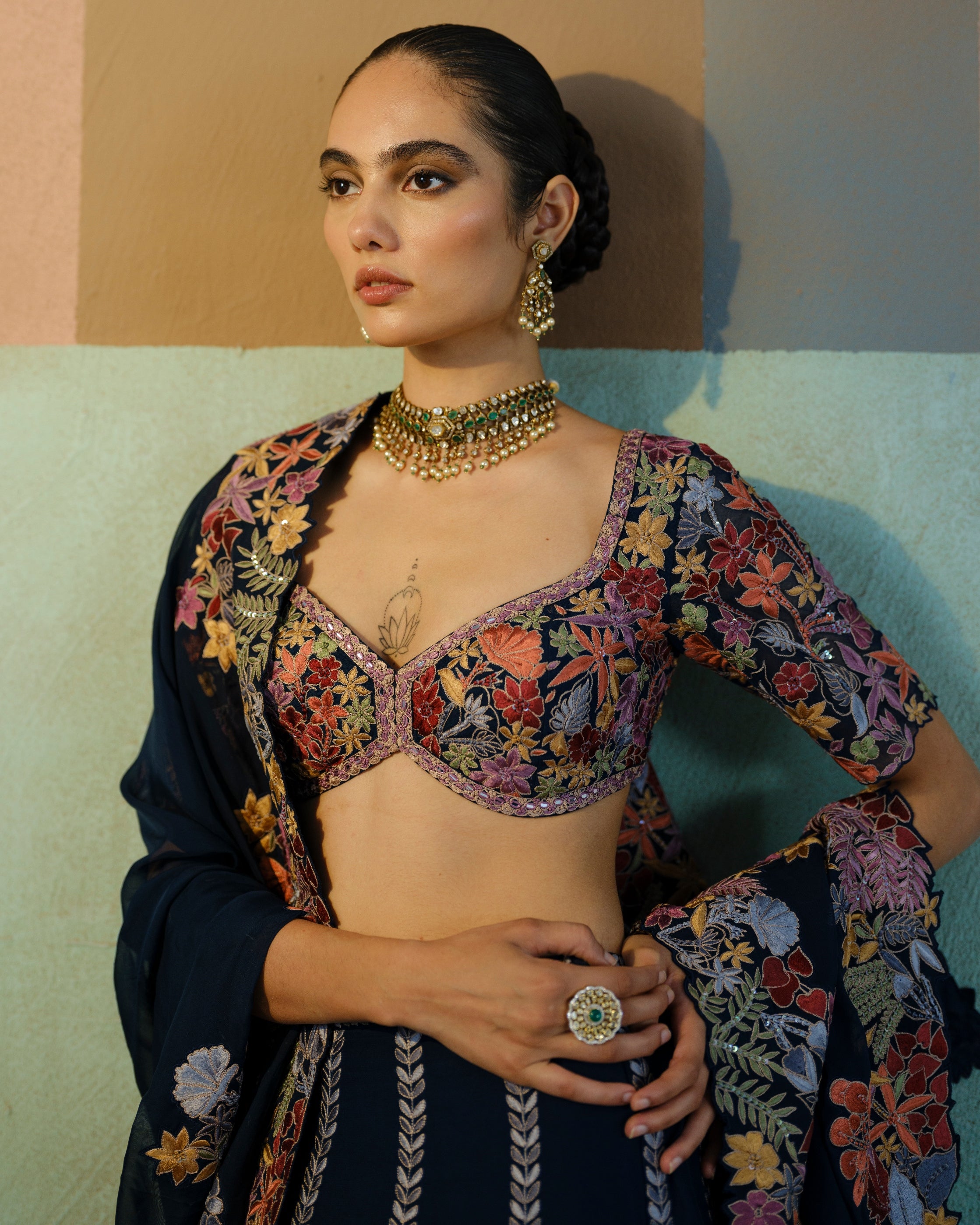 Navy Blue Ruhani Lehenga Set