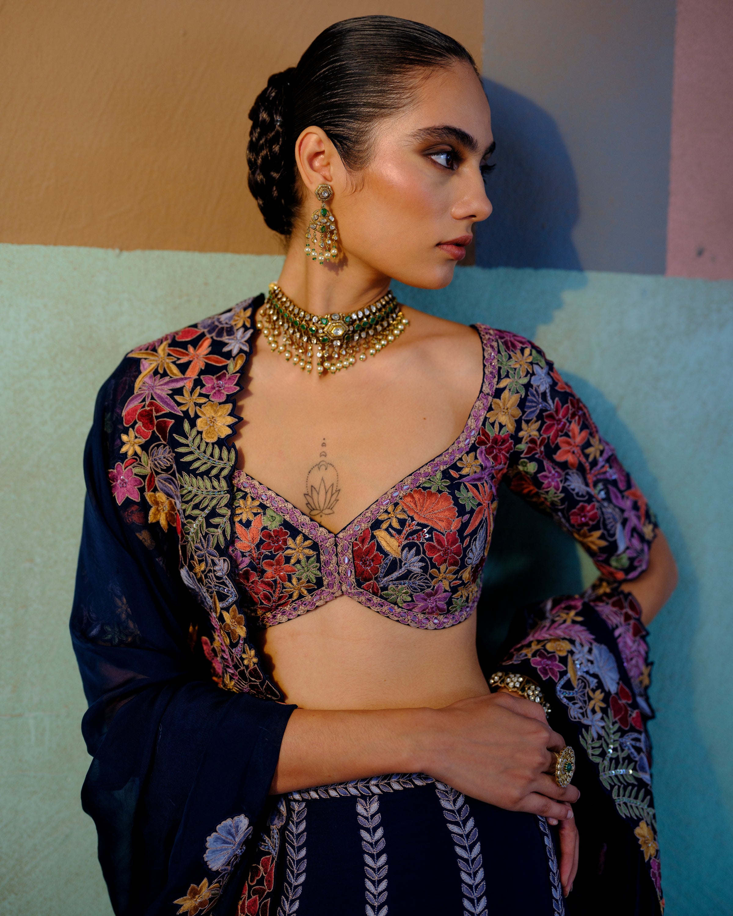 Navy Blue Ruhani Lehenga Set