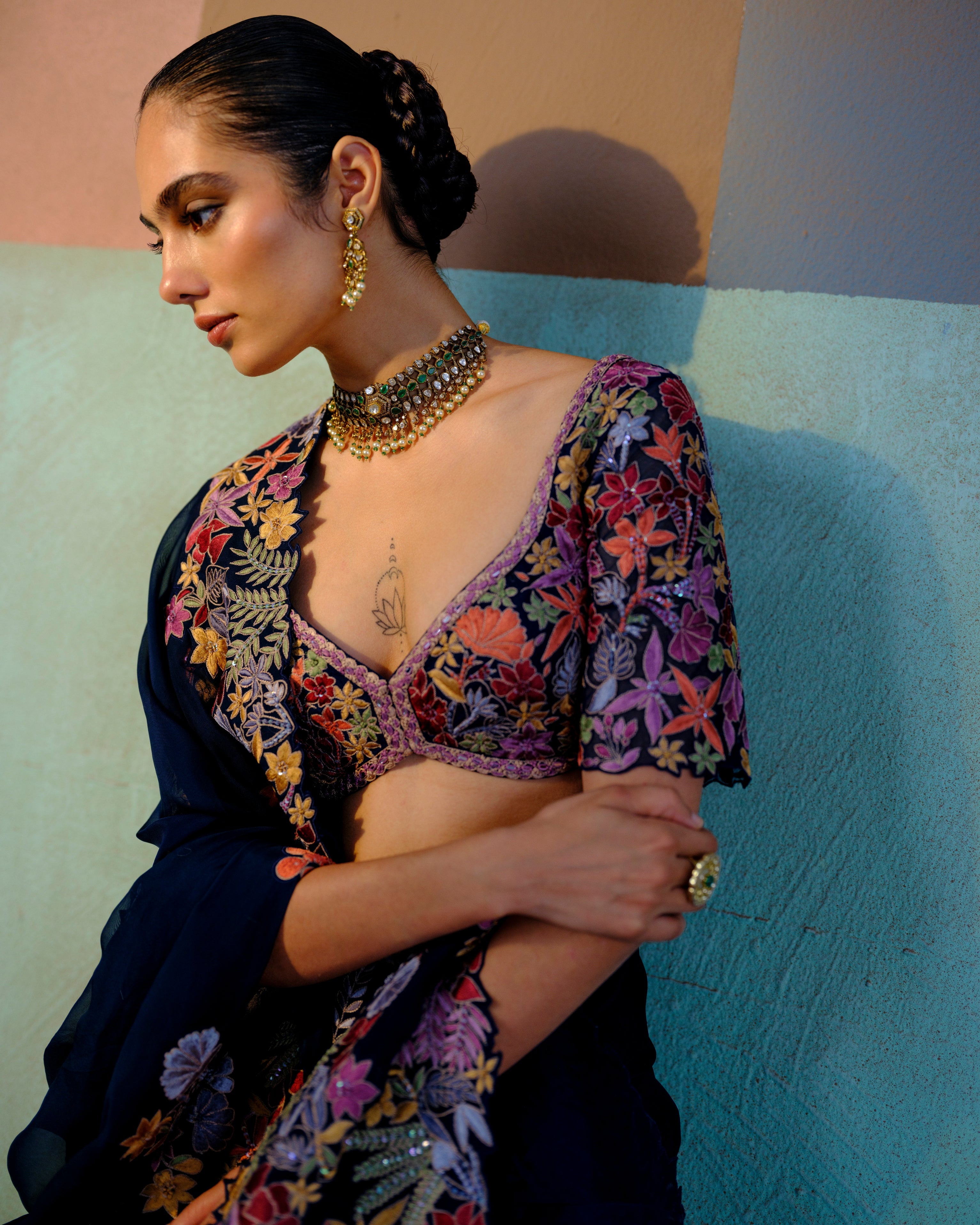 Navy Blue Ruhani Lehenga Set