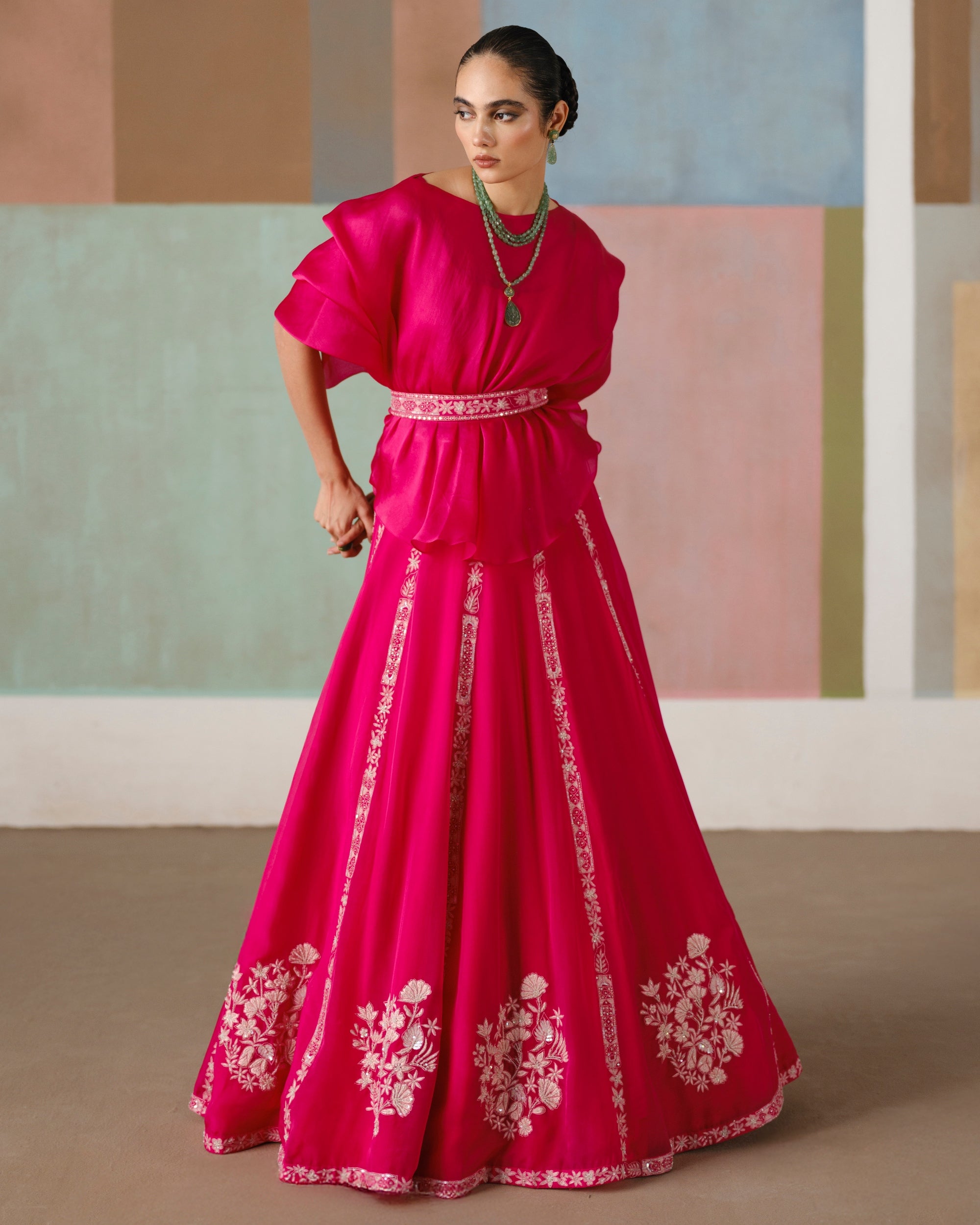 Fuchsia Saira Skirt Set