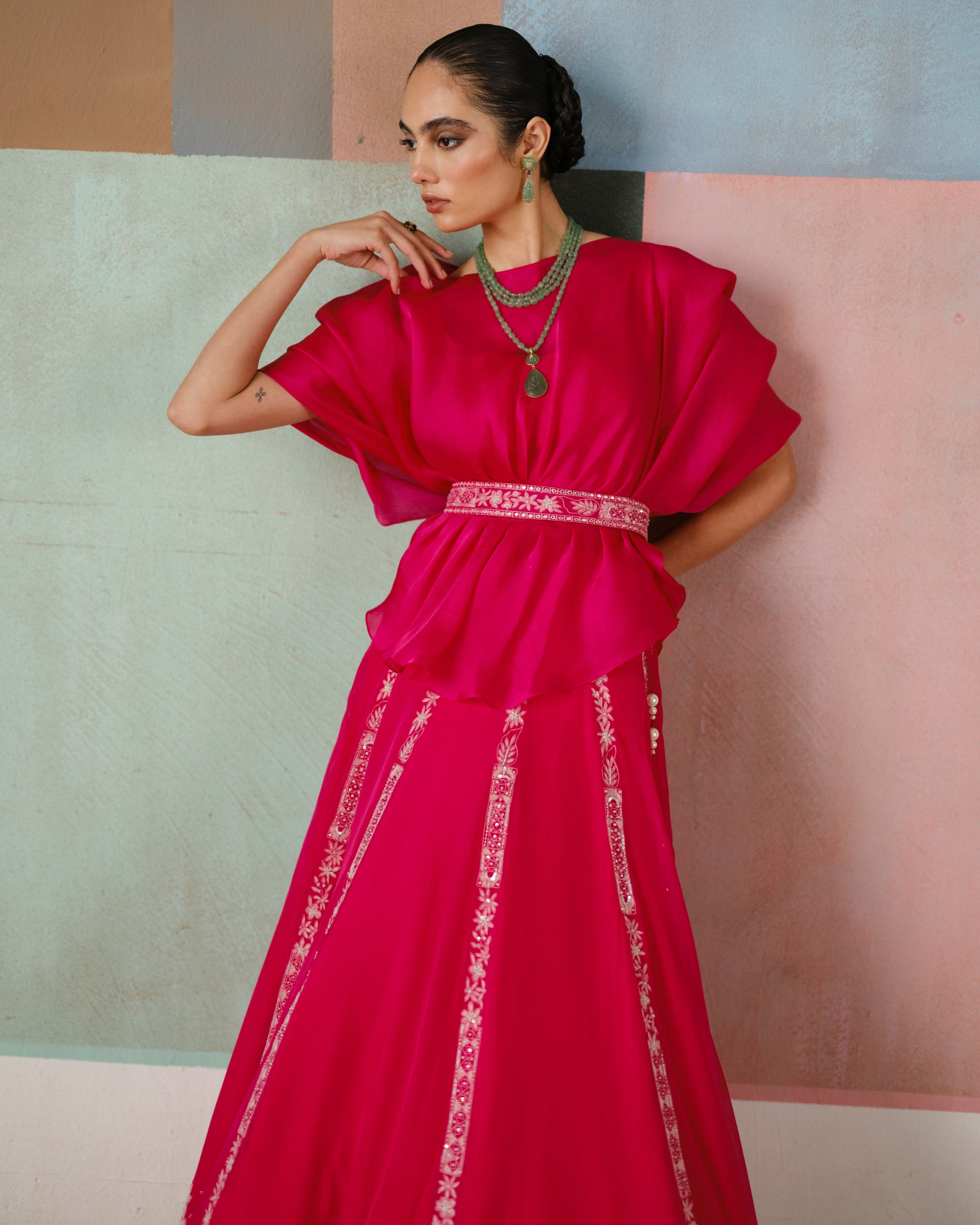 Fuchsia Saira Skirt Set