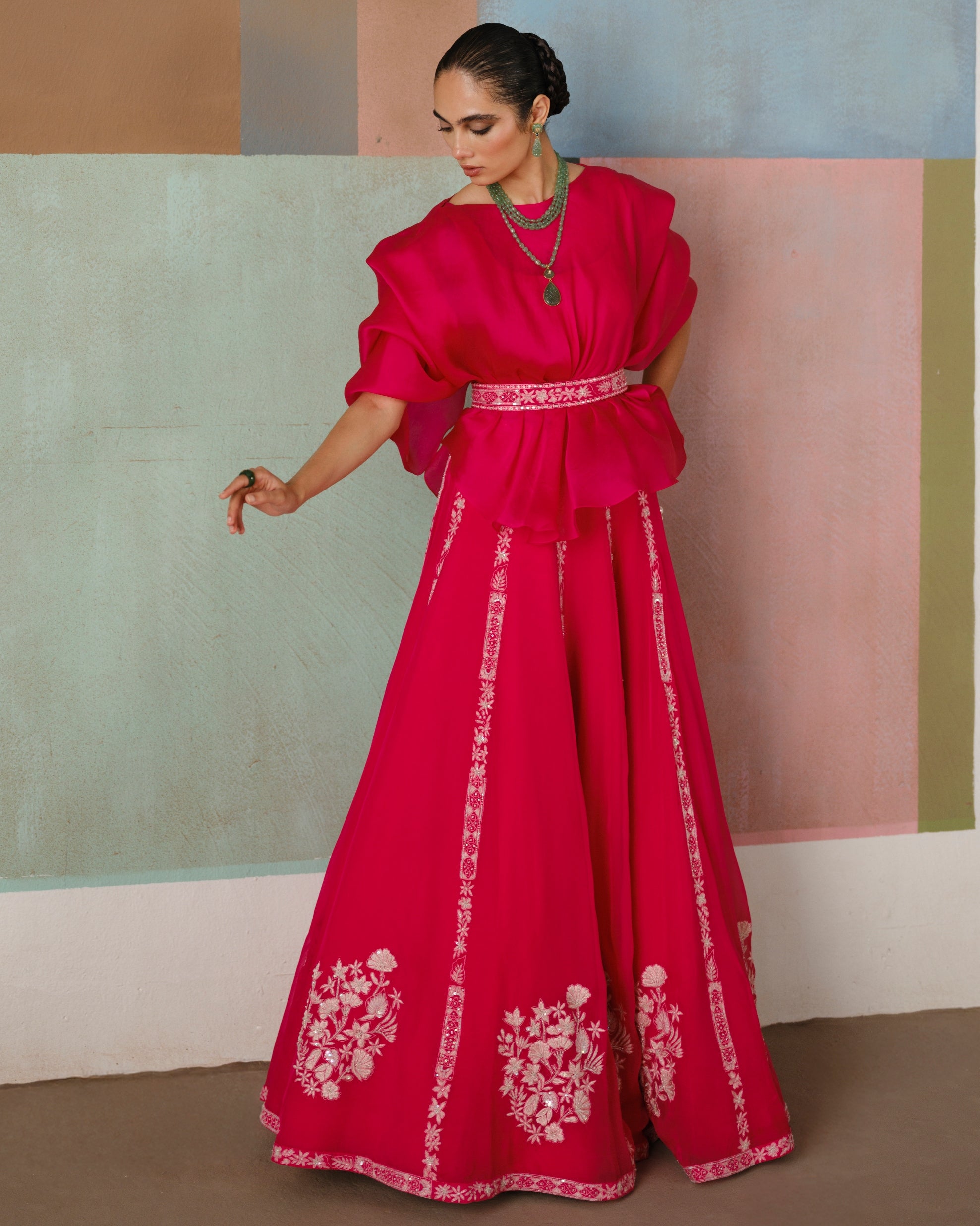 Fuchsia Saira Skirt Set