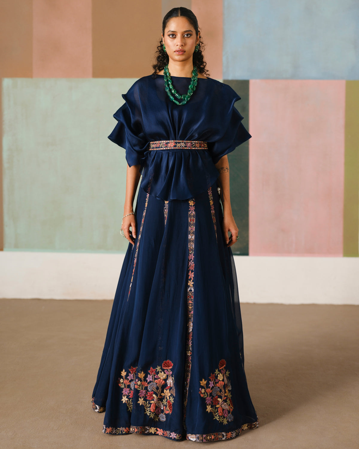 Navy Blue Saira Skirt Set