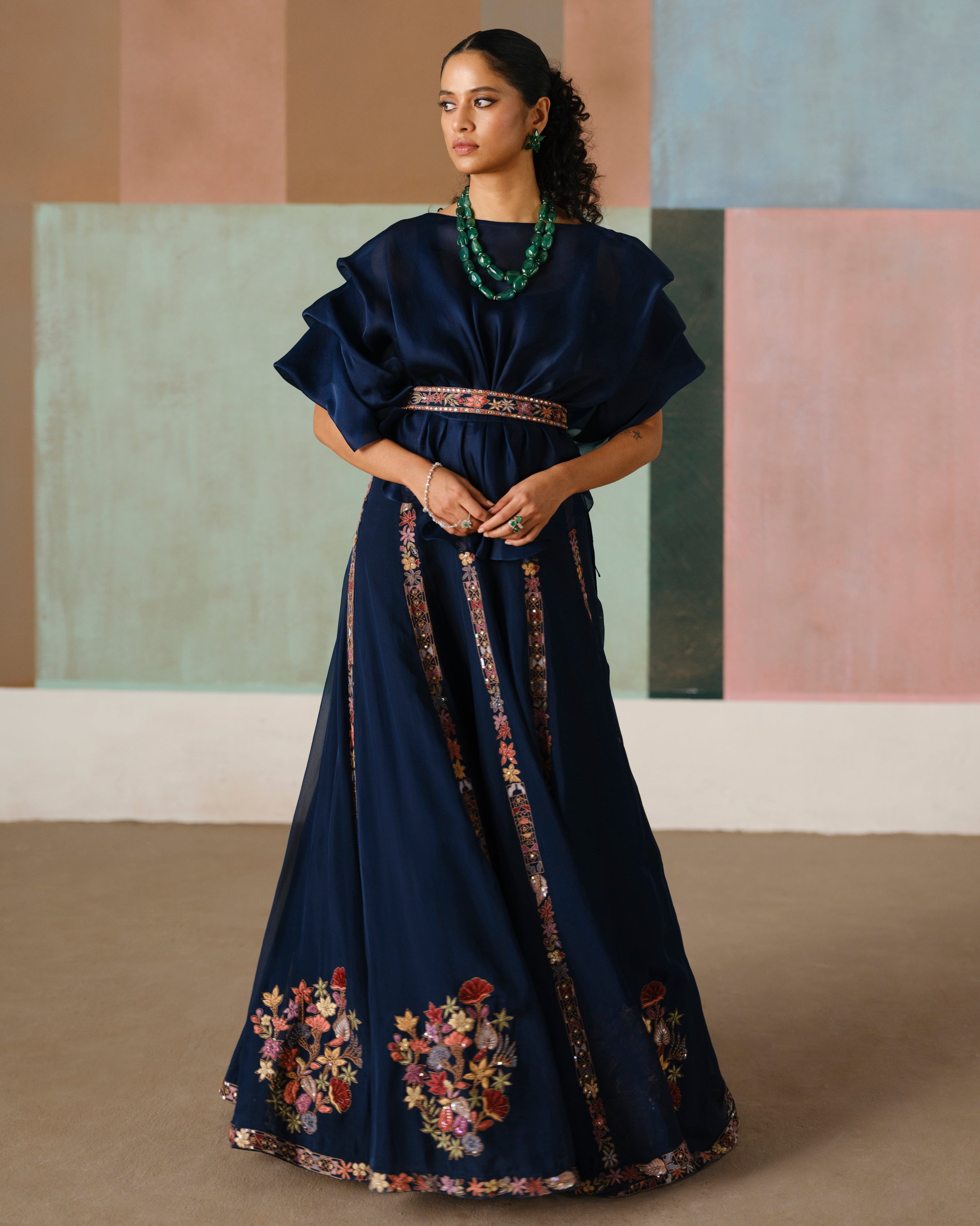 Navy Blue Saira Skirt Set