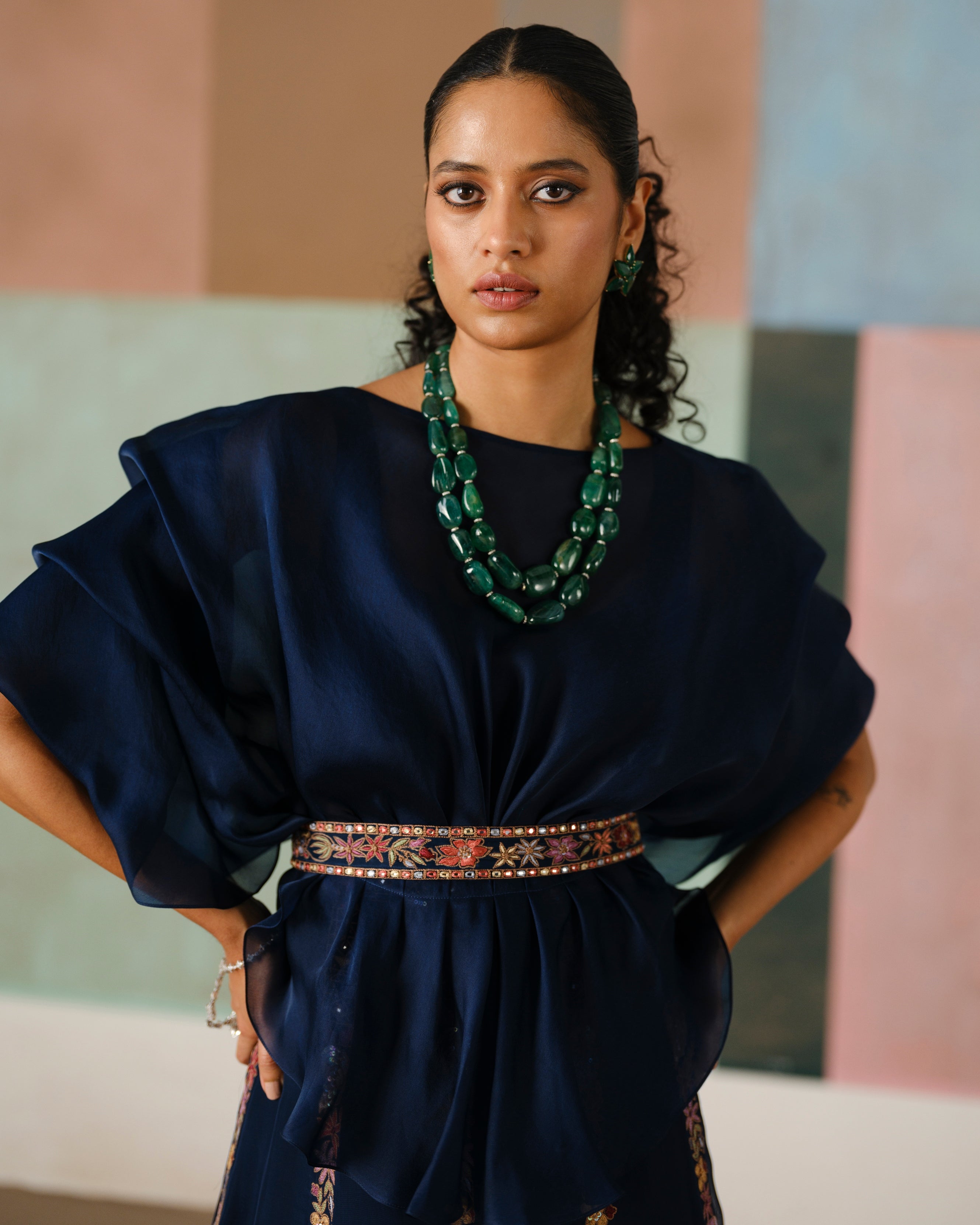 Navy Blue Saira Skirt Set