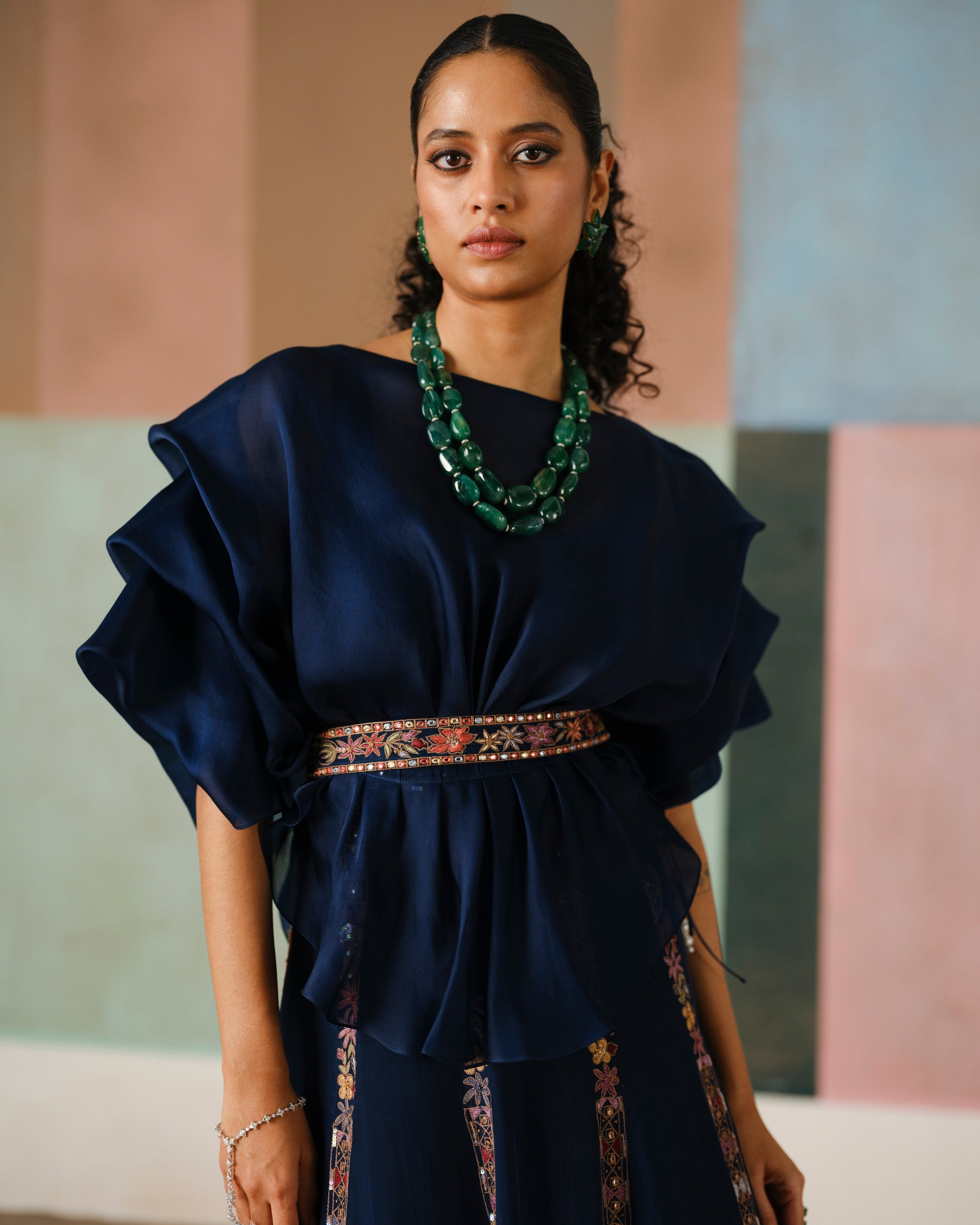 Navy Blue Saira Skirt Set