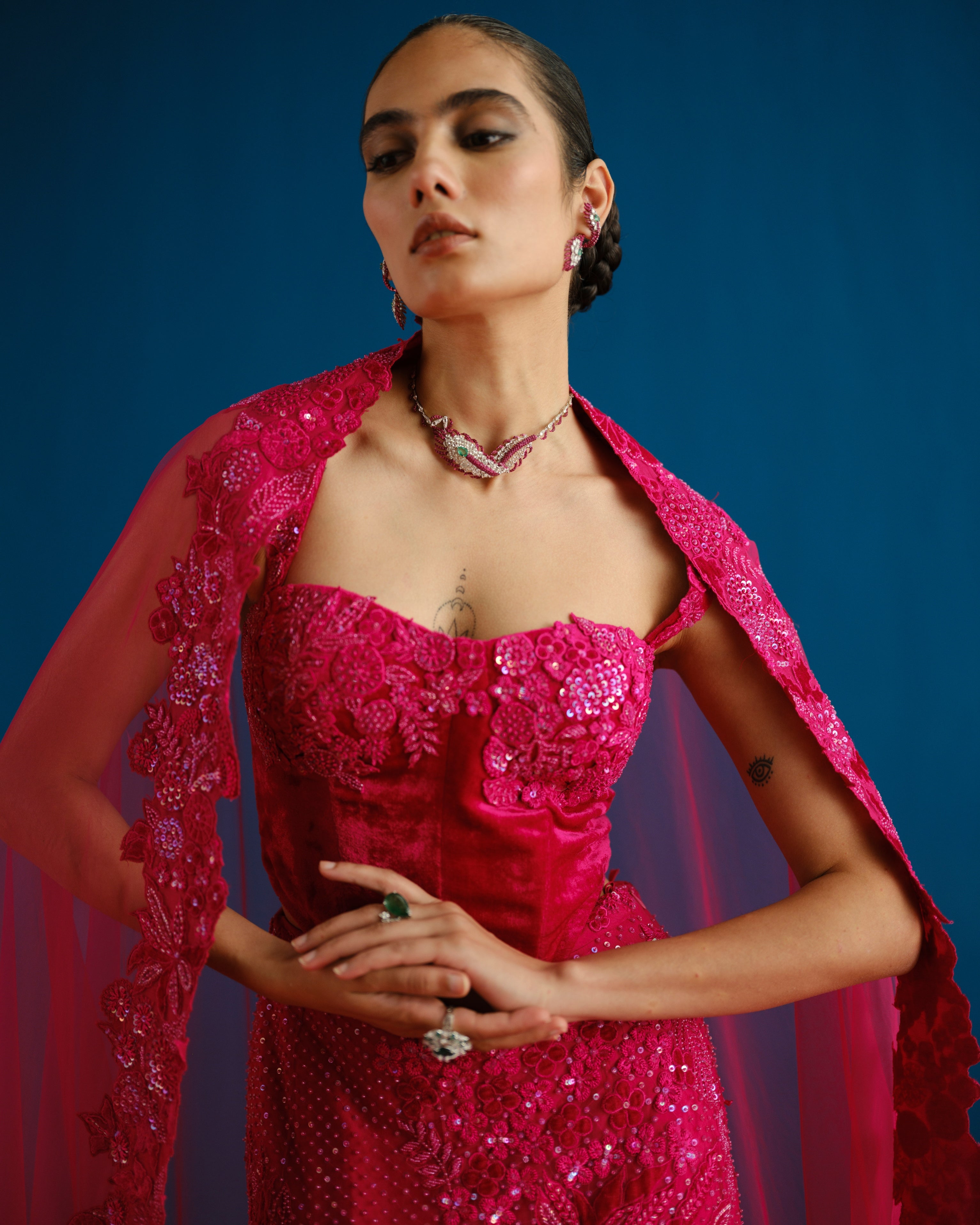 Fuchsia Audrey Lehenga Set