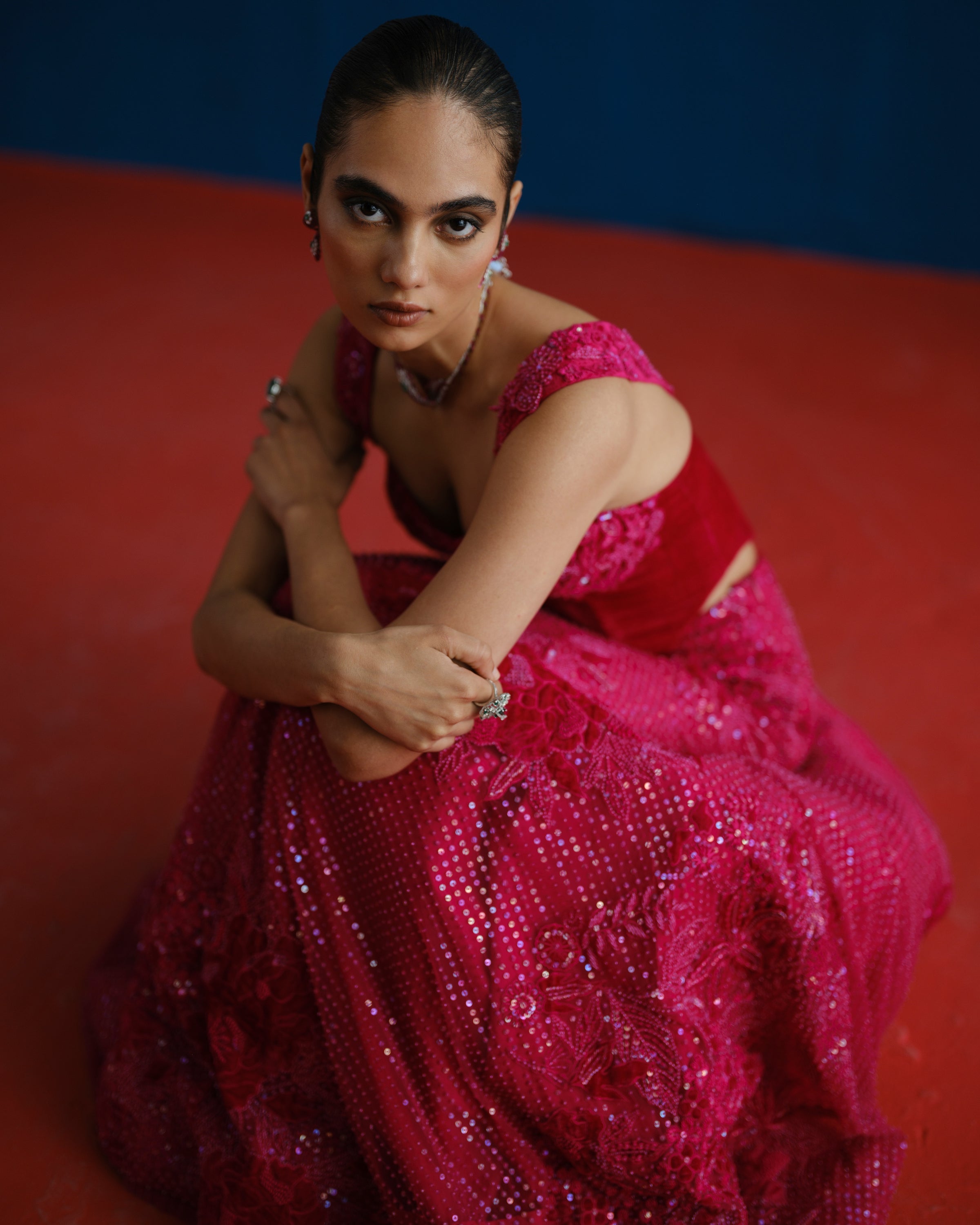 Fuchsia Audrey Lehenga Set