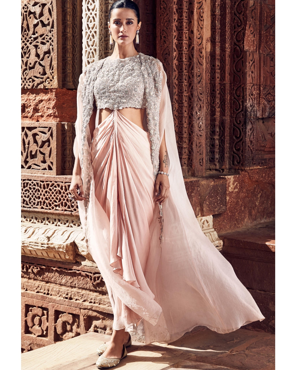 The Iconic Bush Tulip Couture Knotted Dhoti Cape Set