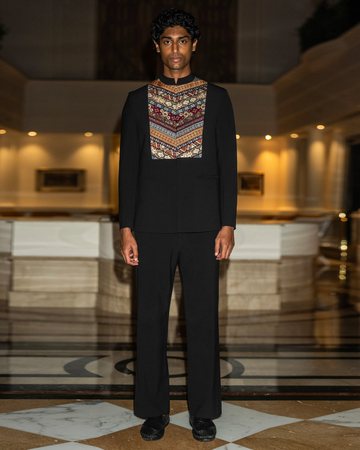 Black Embroidered Blazer Kurta Set