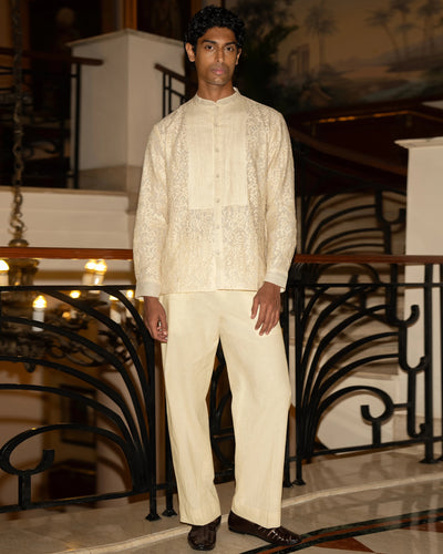 Ivory Pintuck Lace Kurta Set