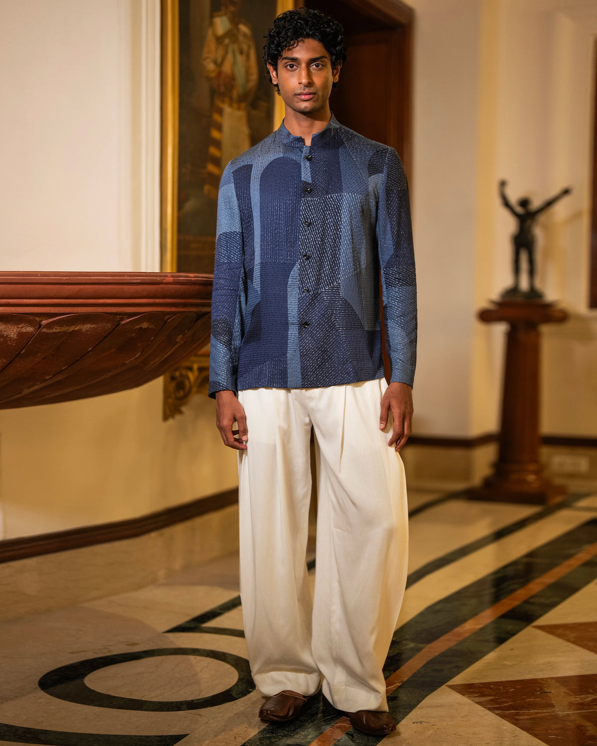 Blue Bandhgala Shirt & Pants