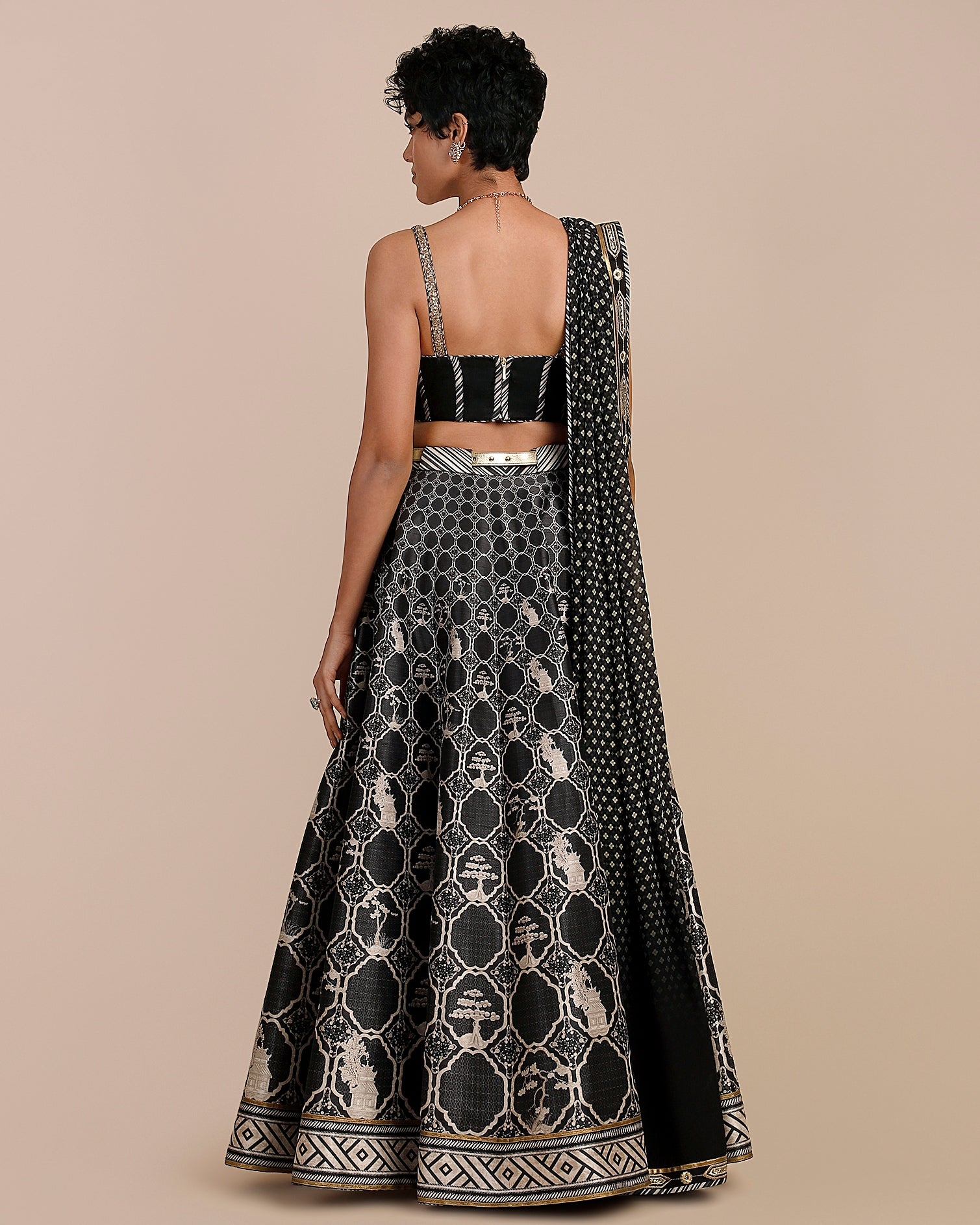 Black - Pearl Ivory Skirt Set