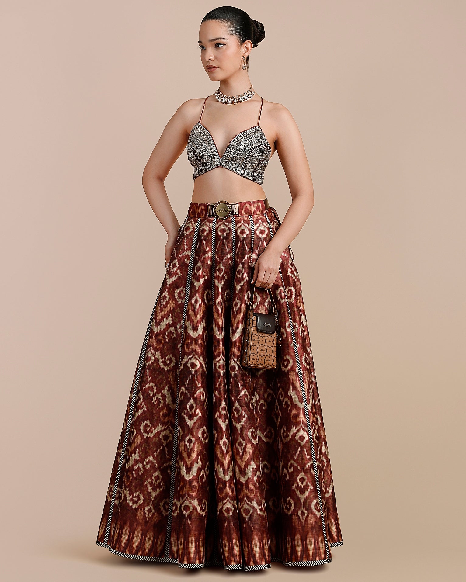 Rust Orange Skirt Set