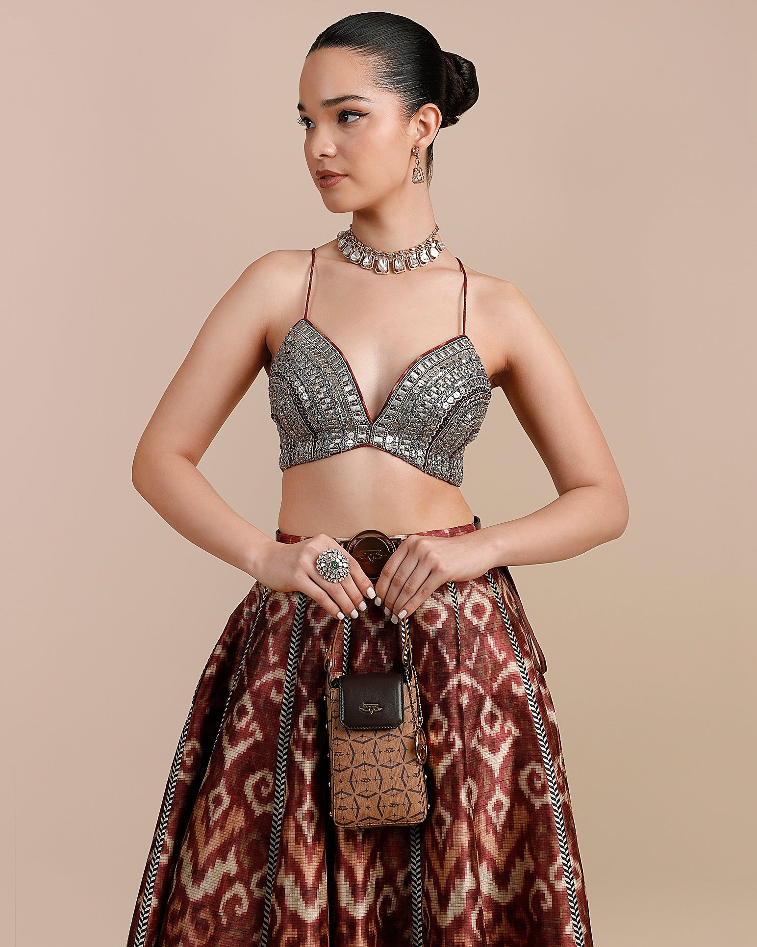 Rust Orange Skirt Set