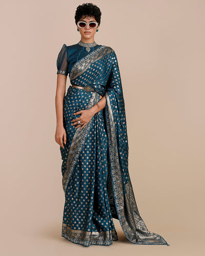 Prussian Blue Sari Set
