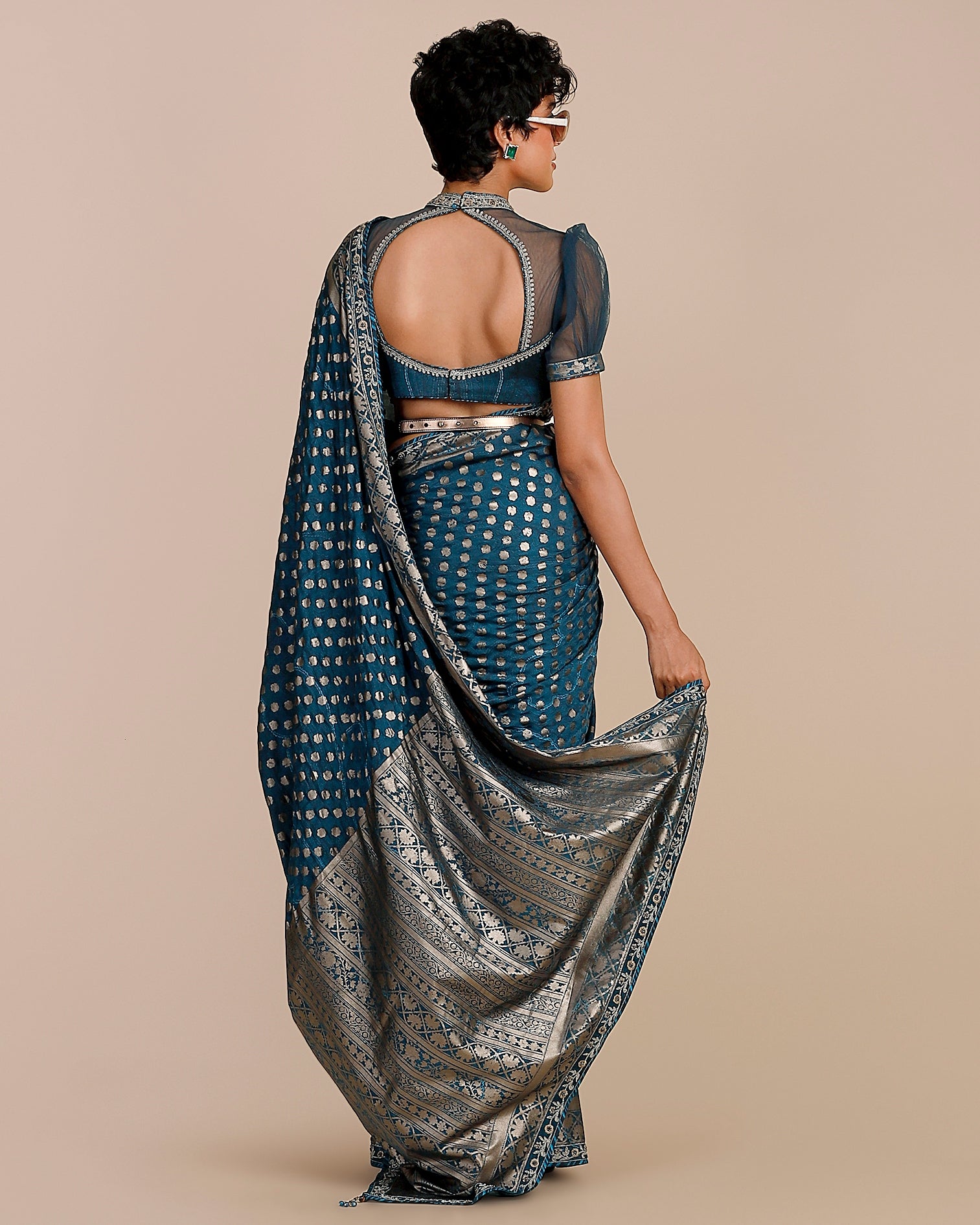 Prussian Blue Sari Set
