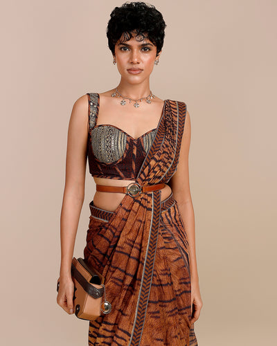 Tiger Print Sari Set
