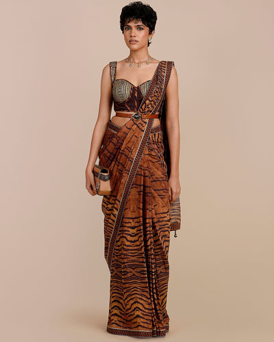 Tiger Print Sari Set