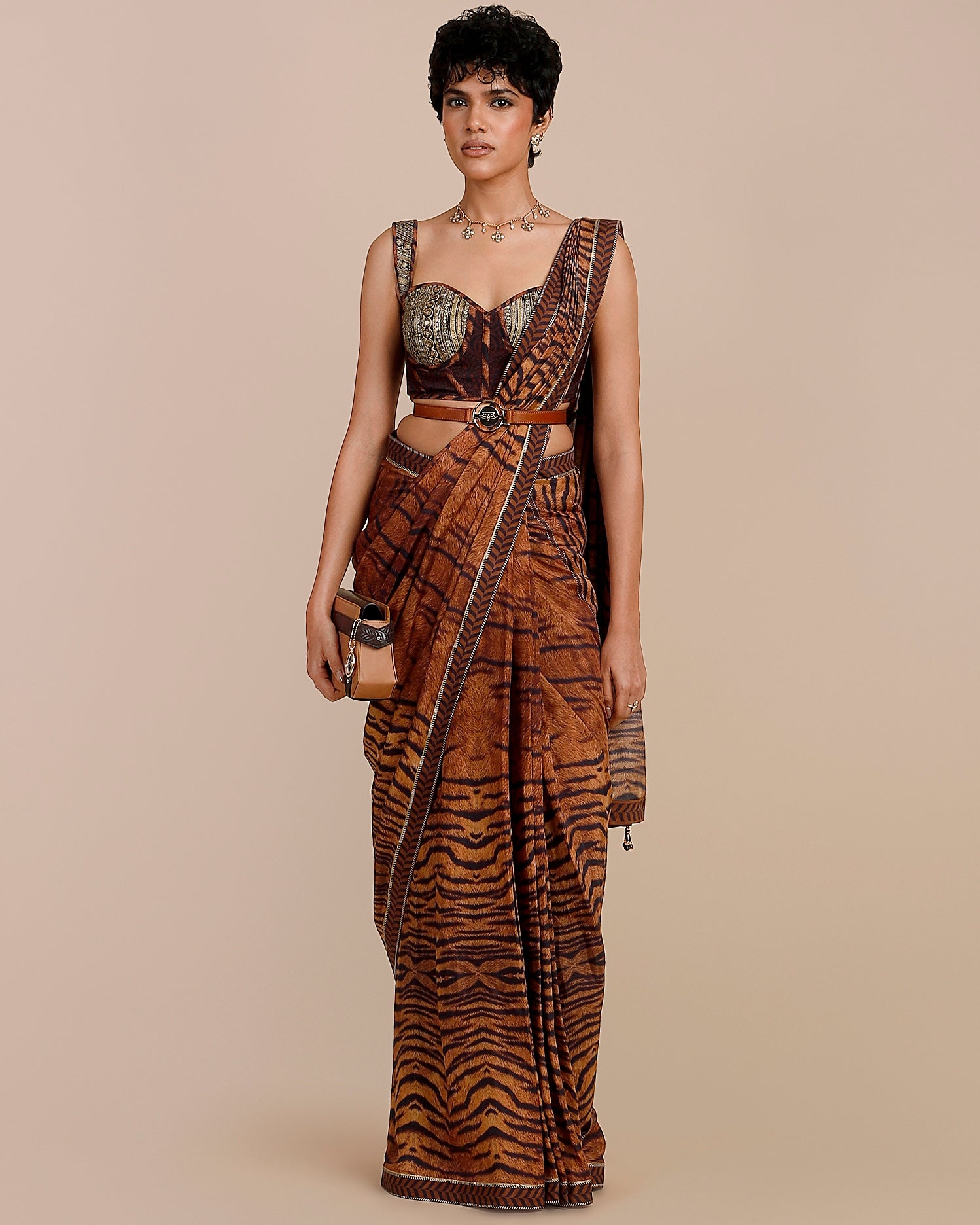 Tiger Print Sari Set