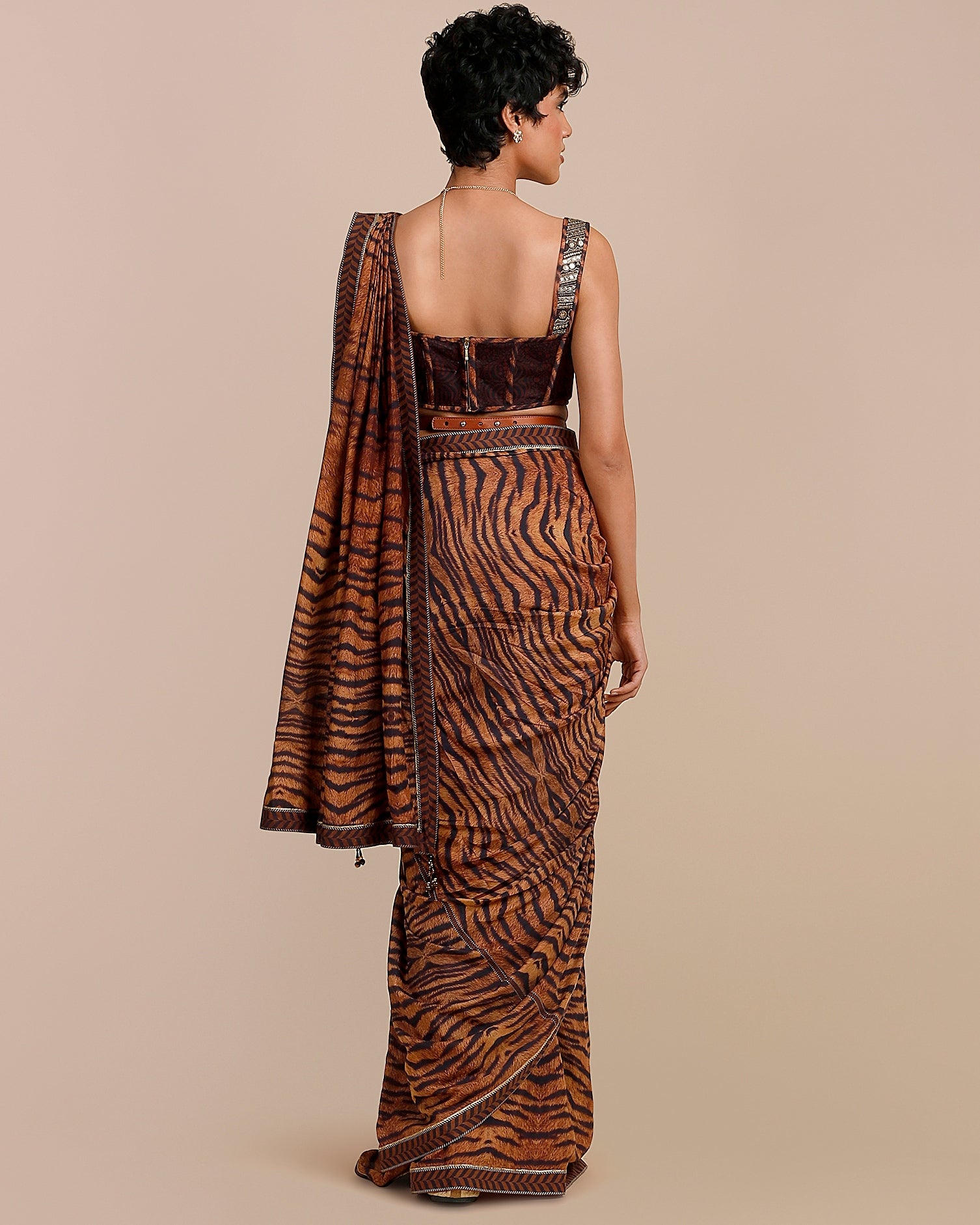 Tiger Print Sari Set