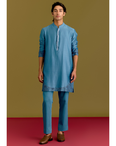 Blue Embroidered Kurta Set