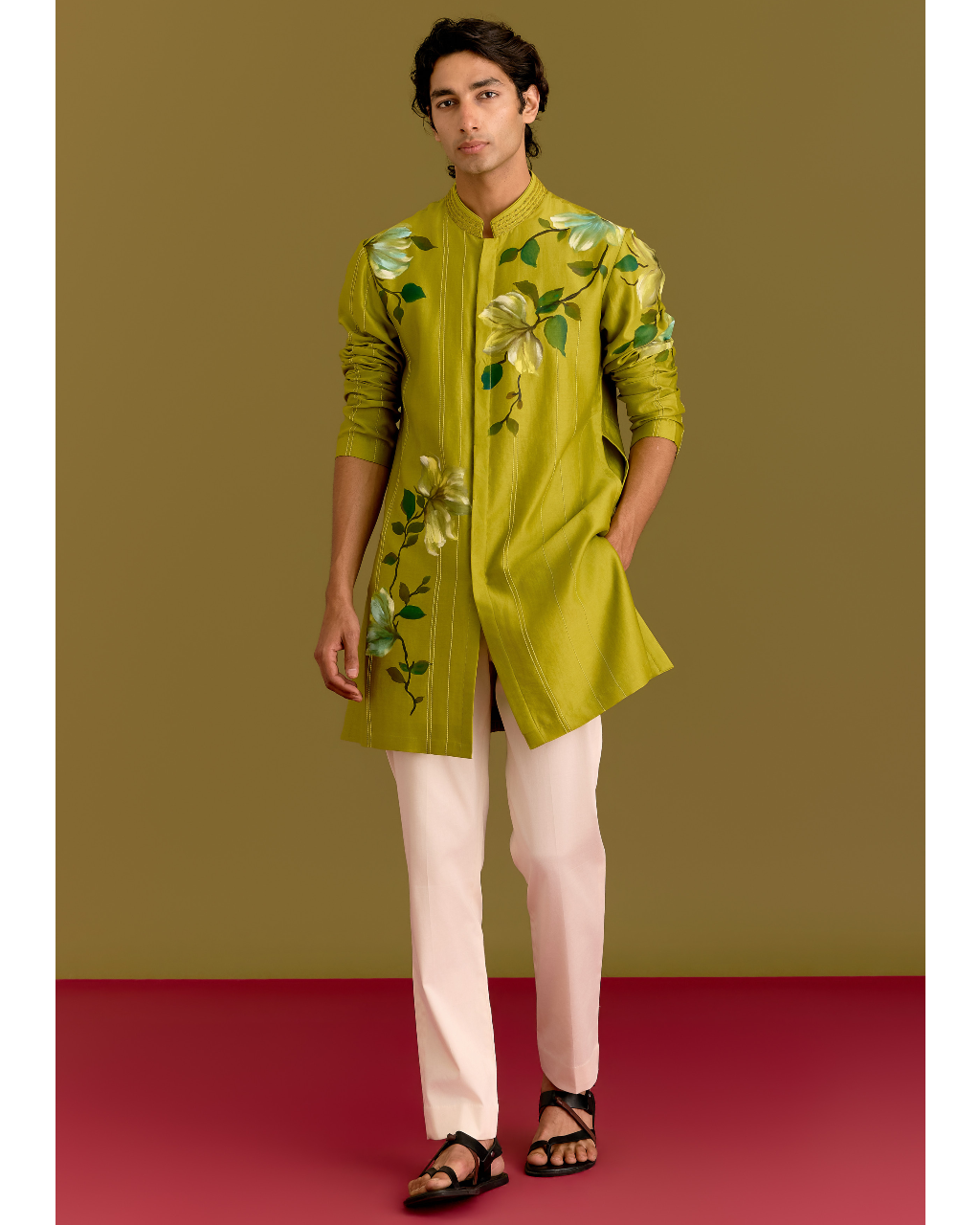Green Handpainted Kurta Set