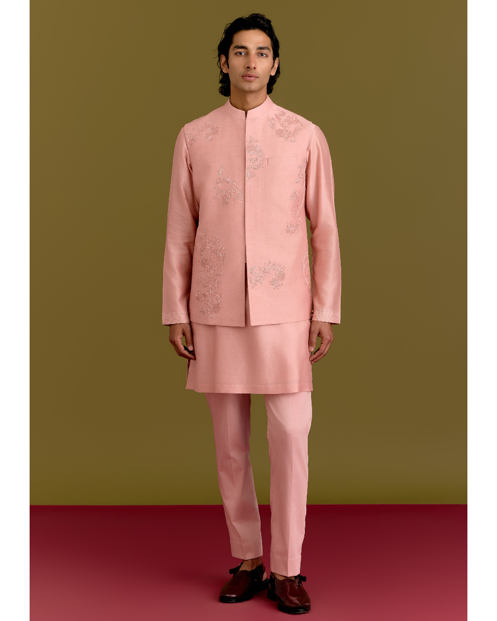 Blush Embroidered Bundi Set