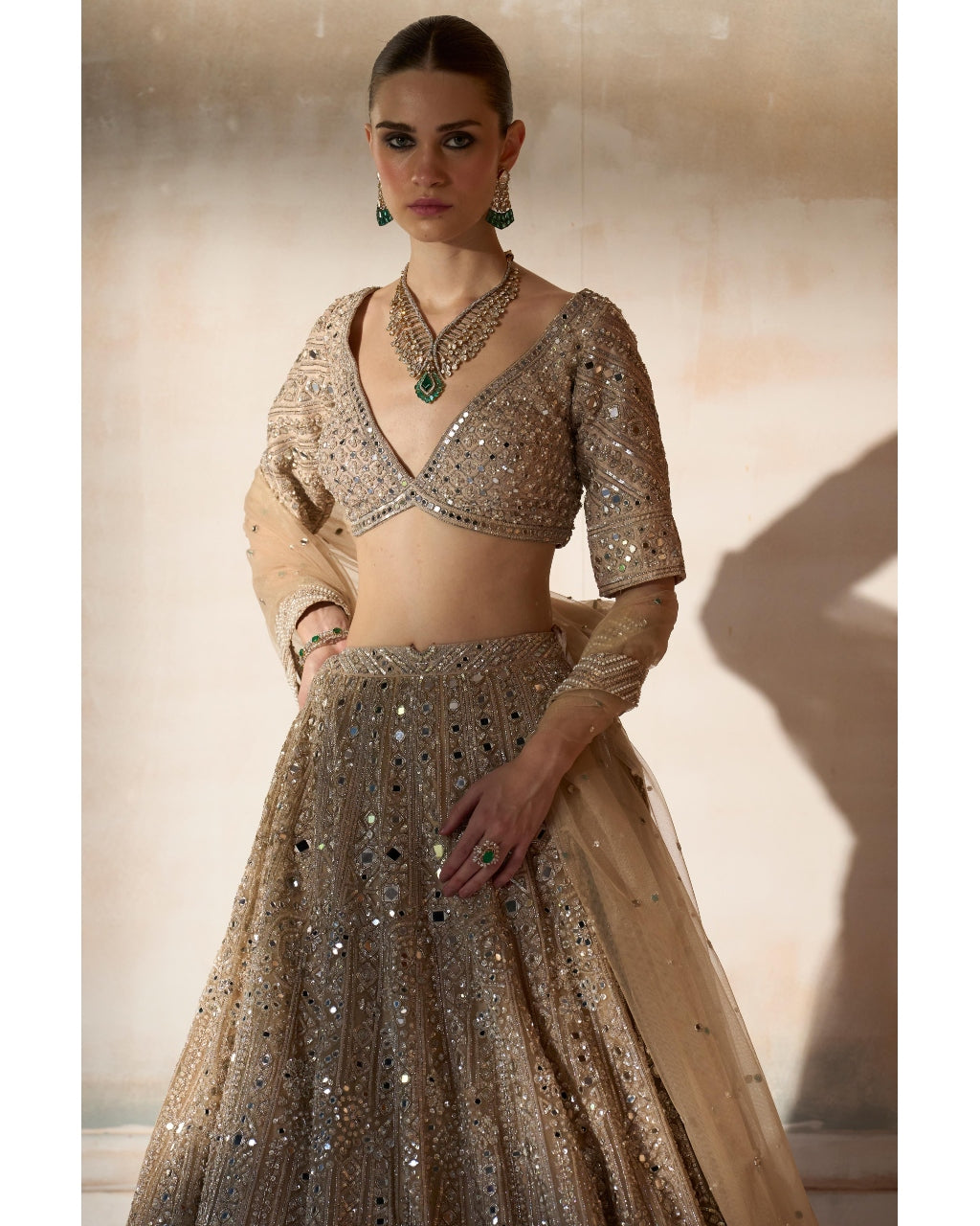 The New Sheeshbagh Matsya Ekru Lehenga Set