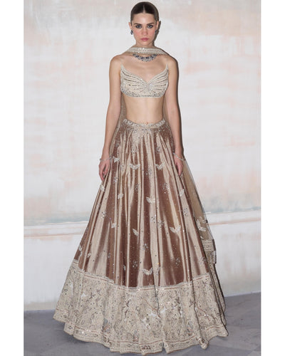 The Wild Matsya Champagne On Silk Lehenga Set