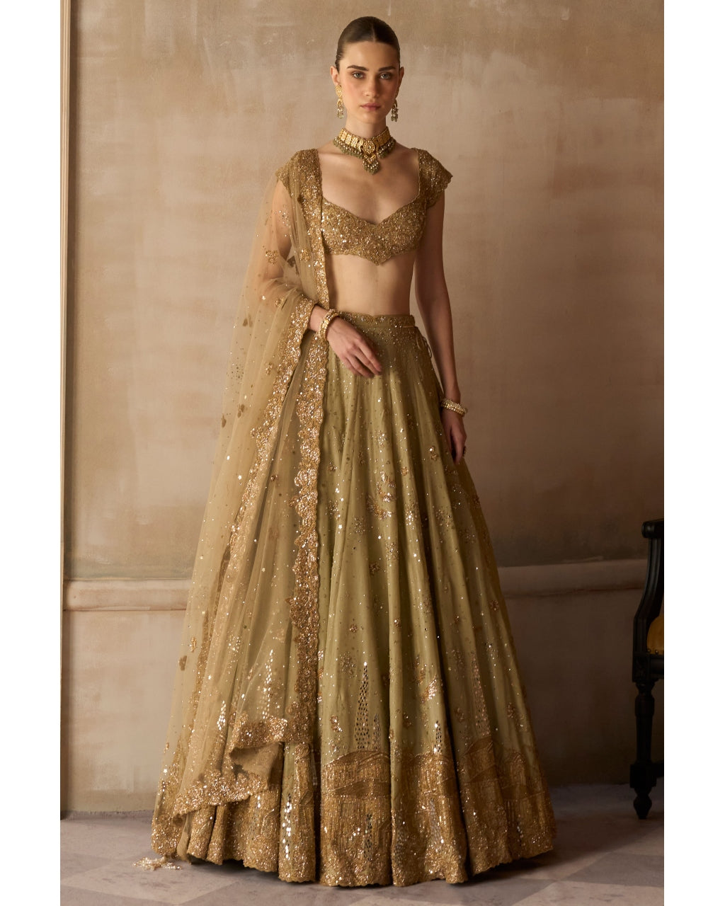 Tuscan Pardise Smoky Sandstone Lehenga Set