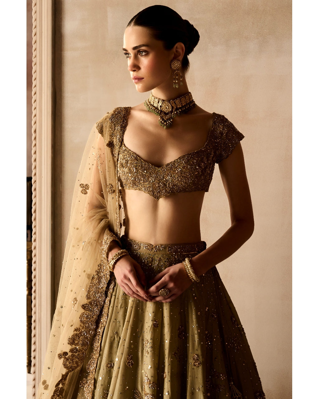 Tuscan Pardise Smoky Sandstone Lehenga Set
