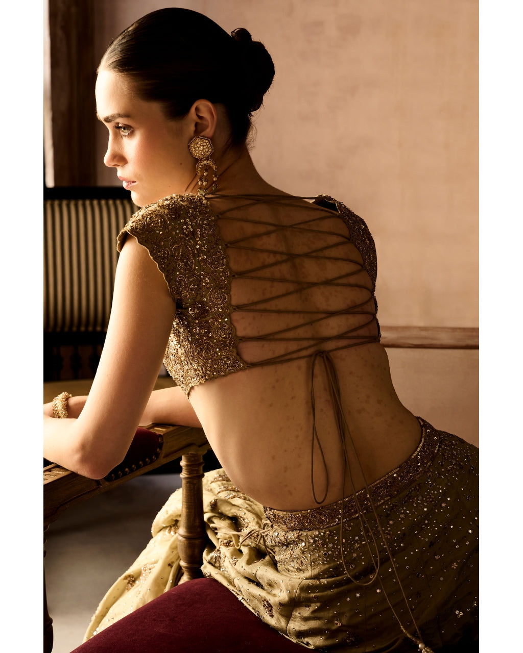 Tuscan Pardise Smoky Sandstone Lehenga Set
