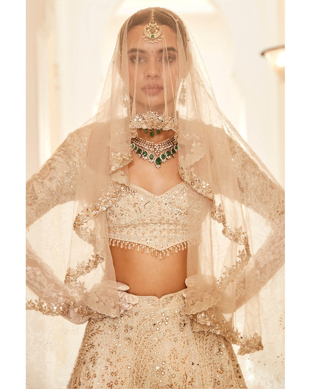 The Wild Seascape Snow Velvet Lehenga Set