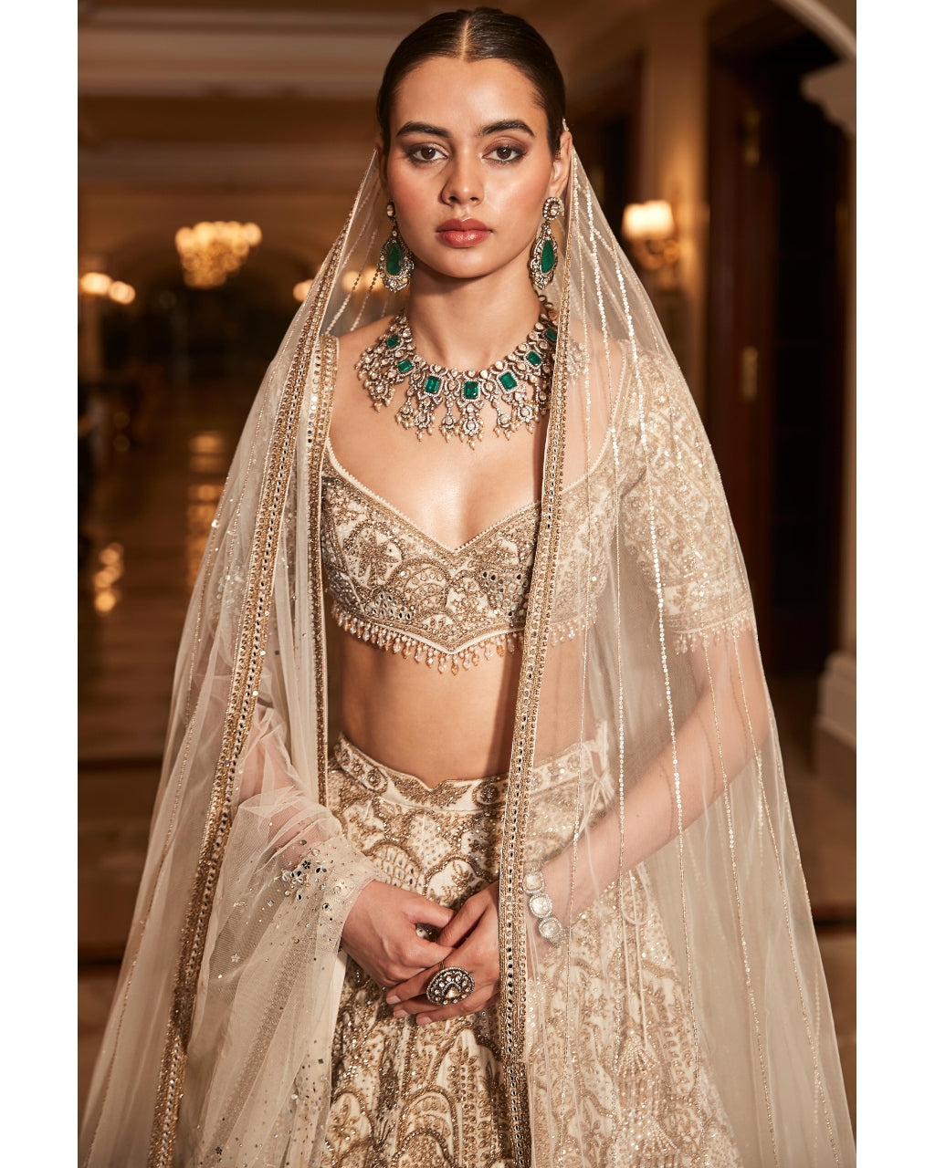 The Vintage Matsya Palace Ekru Lehenga Set