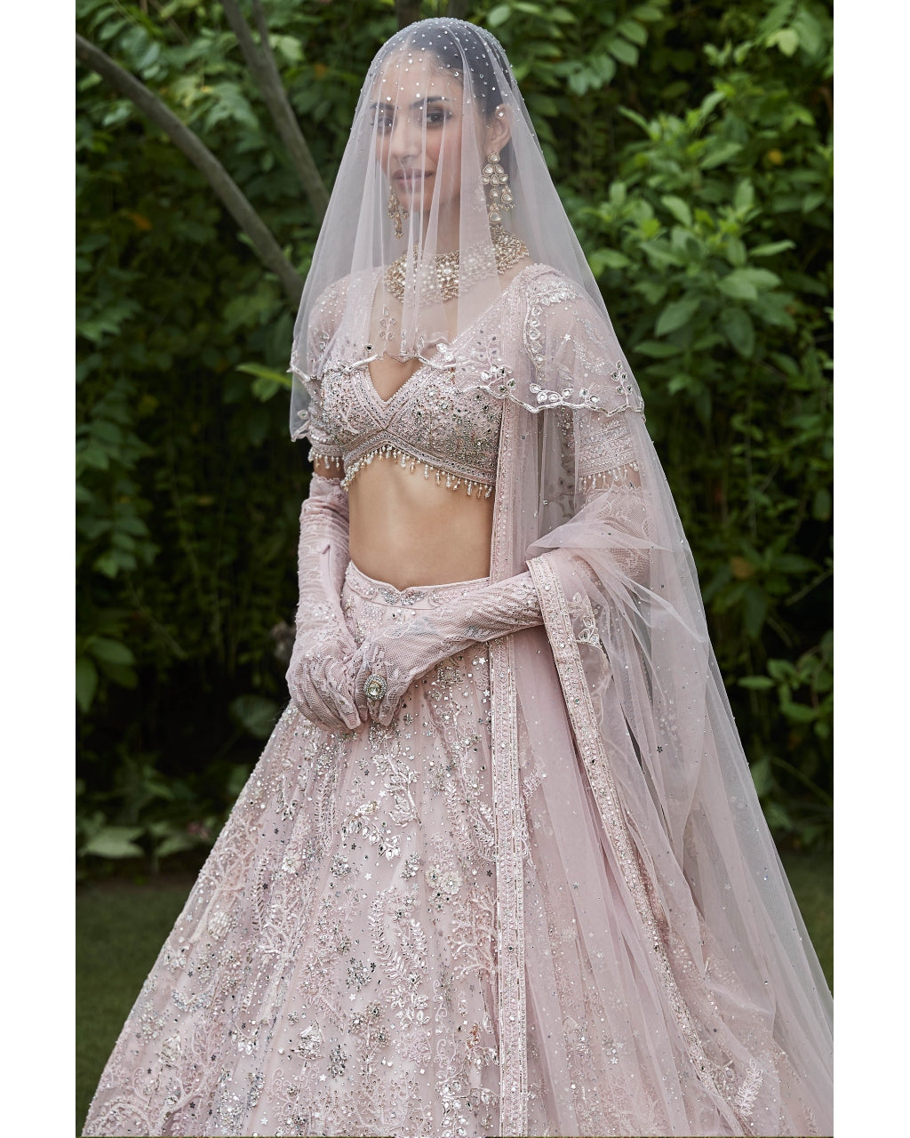 The Silent Garden Tulle Japanese Pink Lehenga Set