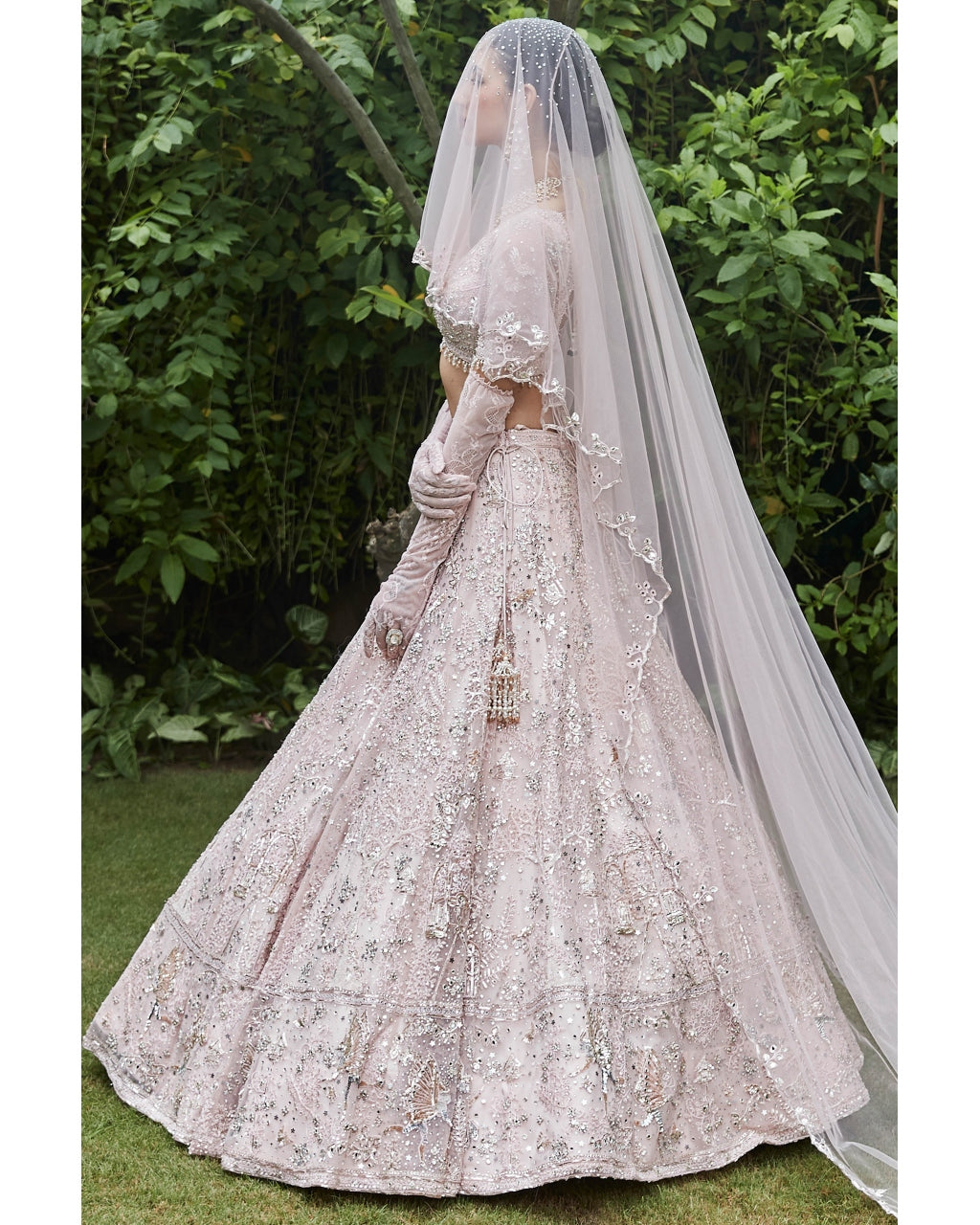 The Silent Garden Tulle Japanese Pink Lehenga Set