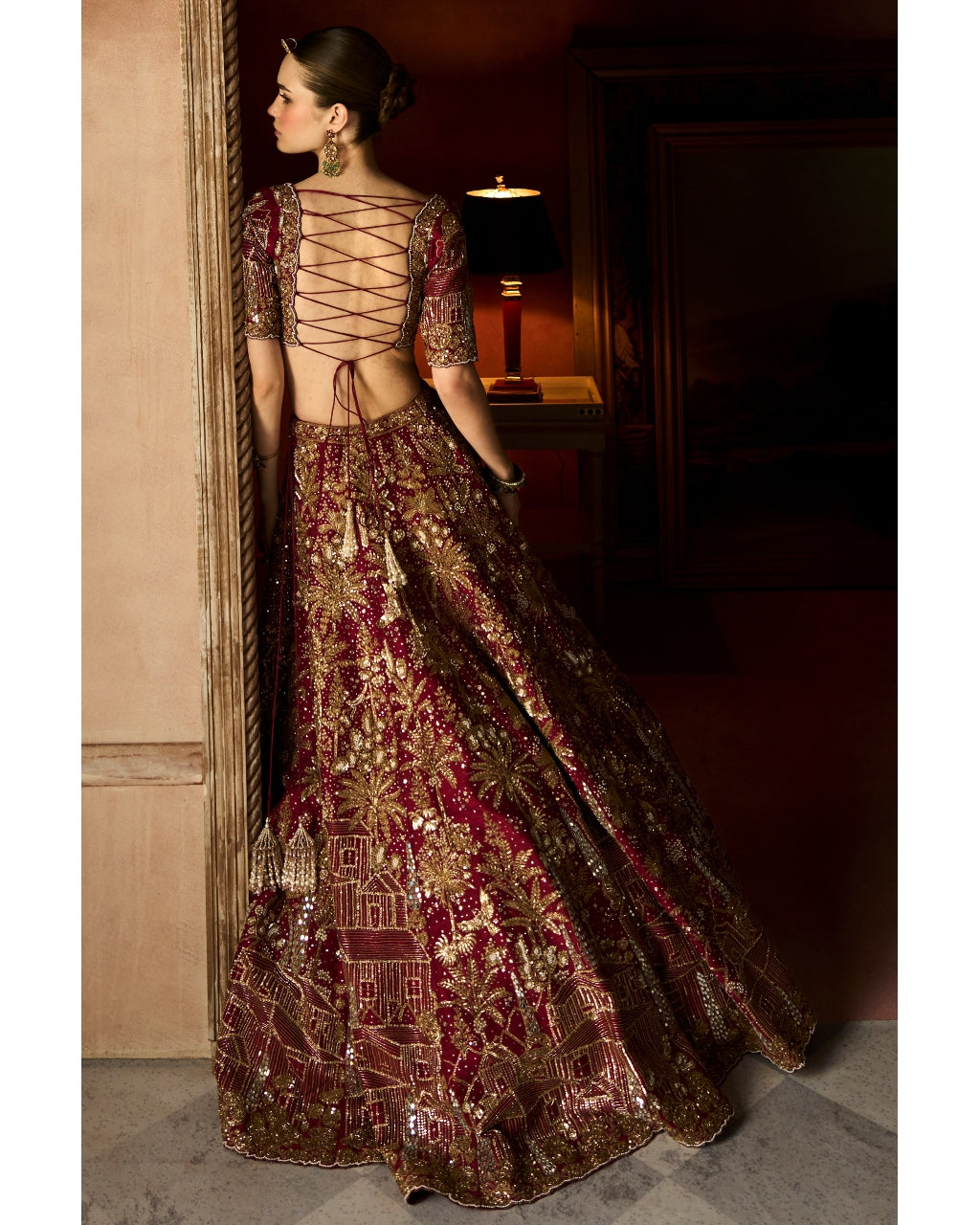The Vintage Tuscan Heritage Scarlet Lehenga Set