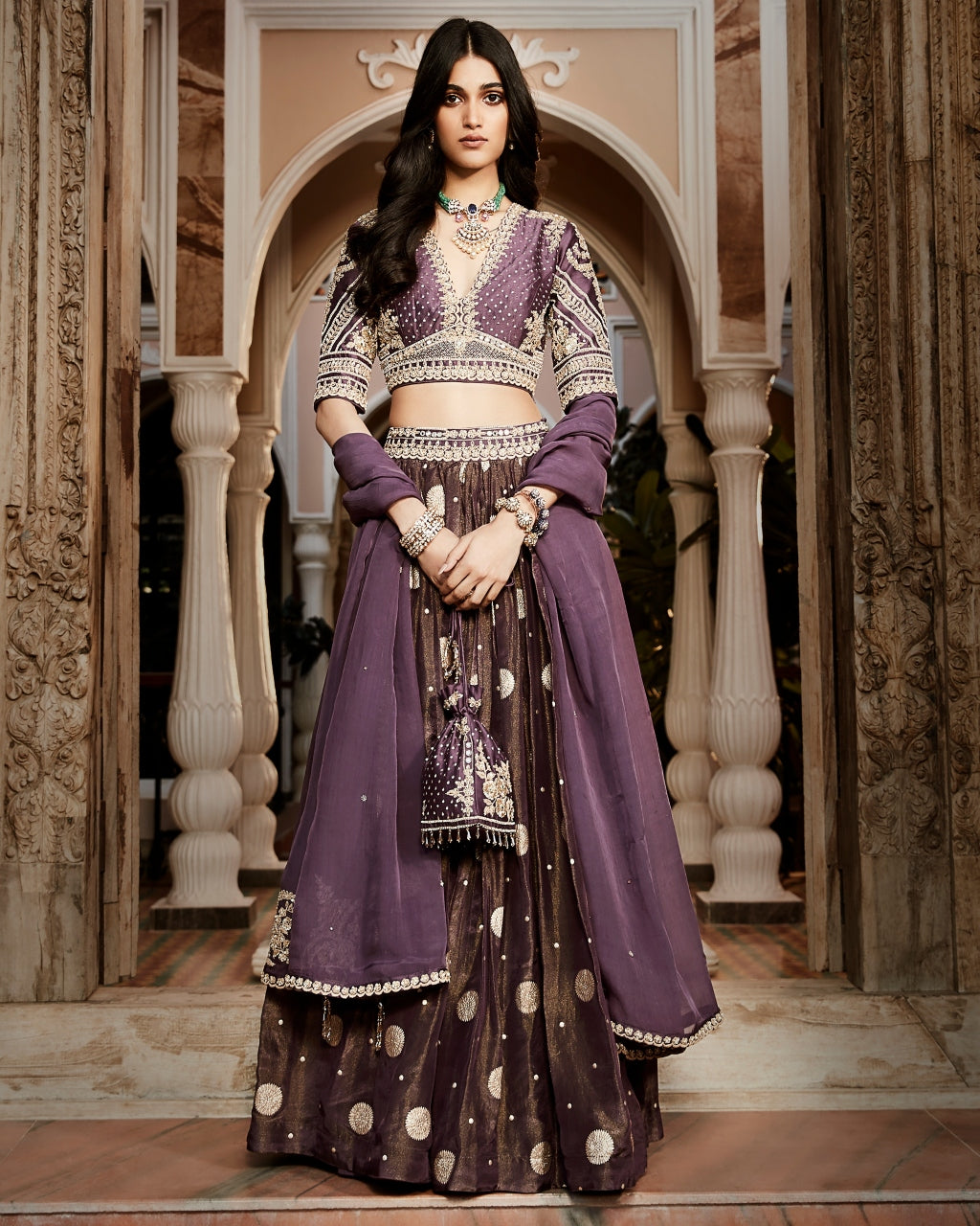 The Burnt Lavender Kashi Lehenga Set