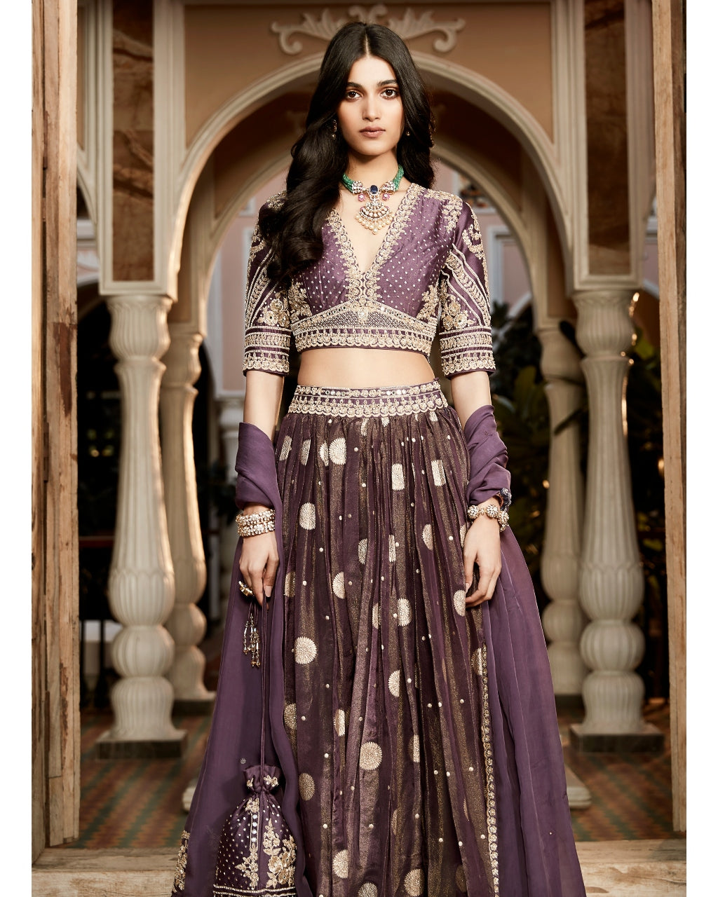 The Burnt Lavender Kashi Lehenga Set