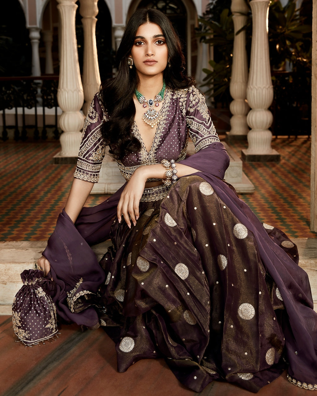 The Burnt Lavender Kashi Lehenga Set